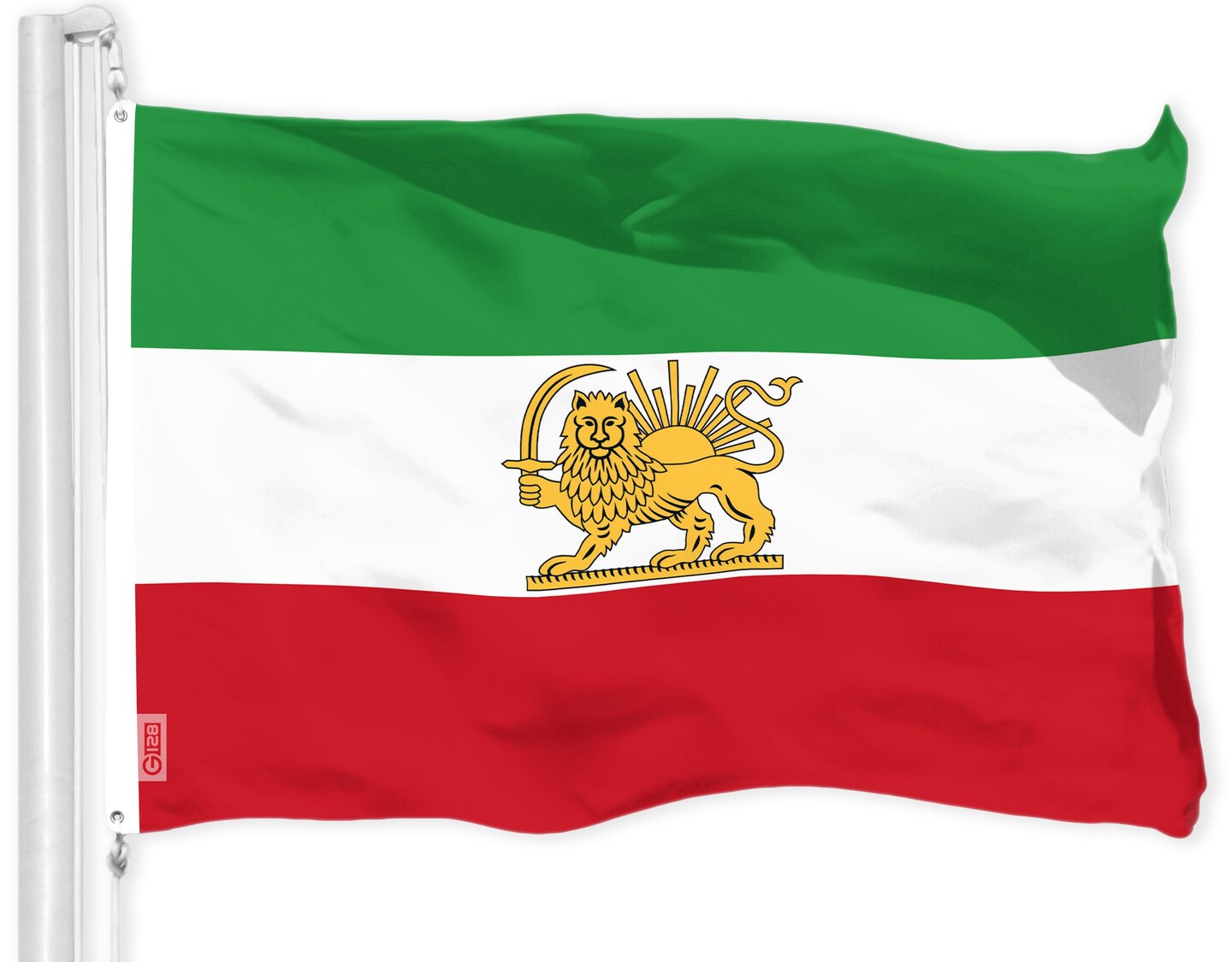 G128 Iran Lion Iranian Lion Flag | 3x5 Ft | LiteWeave Pro Series Printed 150D Polyester | Country Flag, Indoor/Outdoor, Vibrant Colors, Brass Grommets, Thicker and More Durable Than 100D 75D Polyester