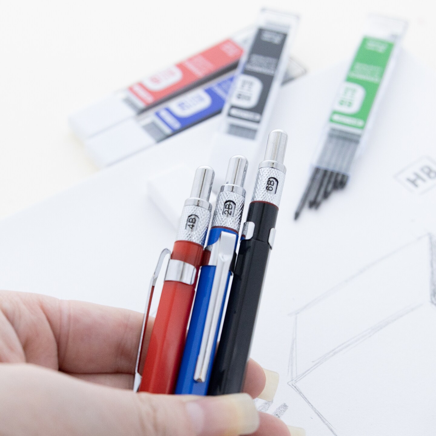BAZIC 2.0 mm Drawing &#x26; Sketching Mechanical Pencil w/ HB 2B 4B 6B Ceramic Lead