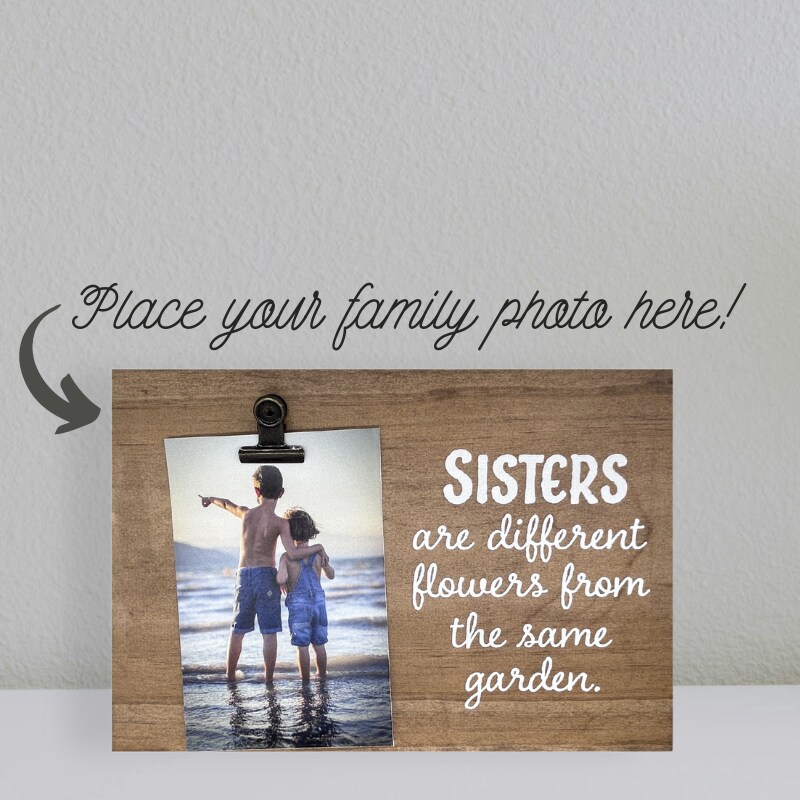 Decorative Wood Clip Frame: Sister &#x26; Brother