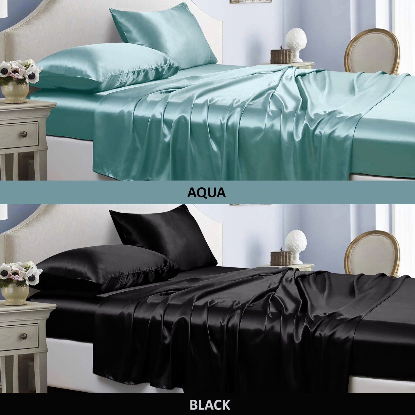 Bibb Home   Silky Satin 4 Piece sheet set