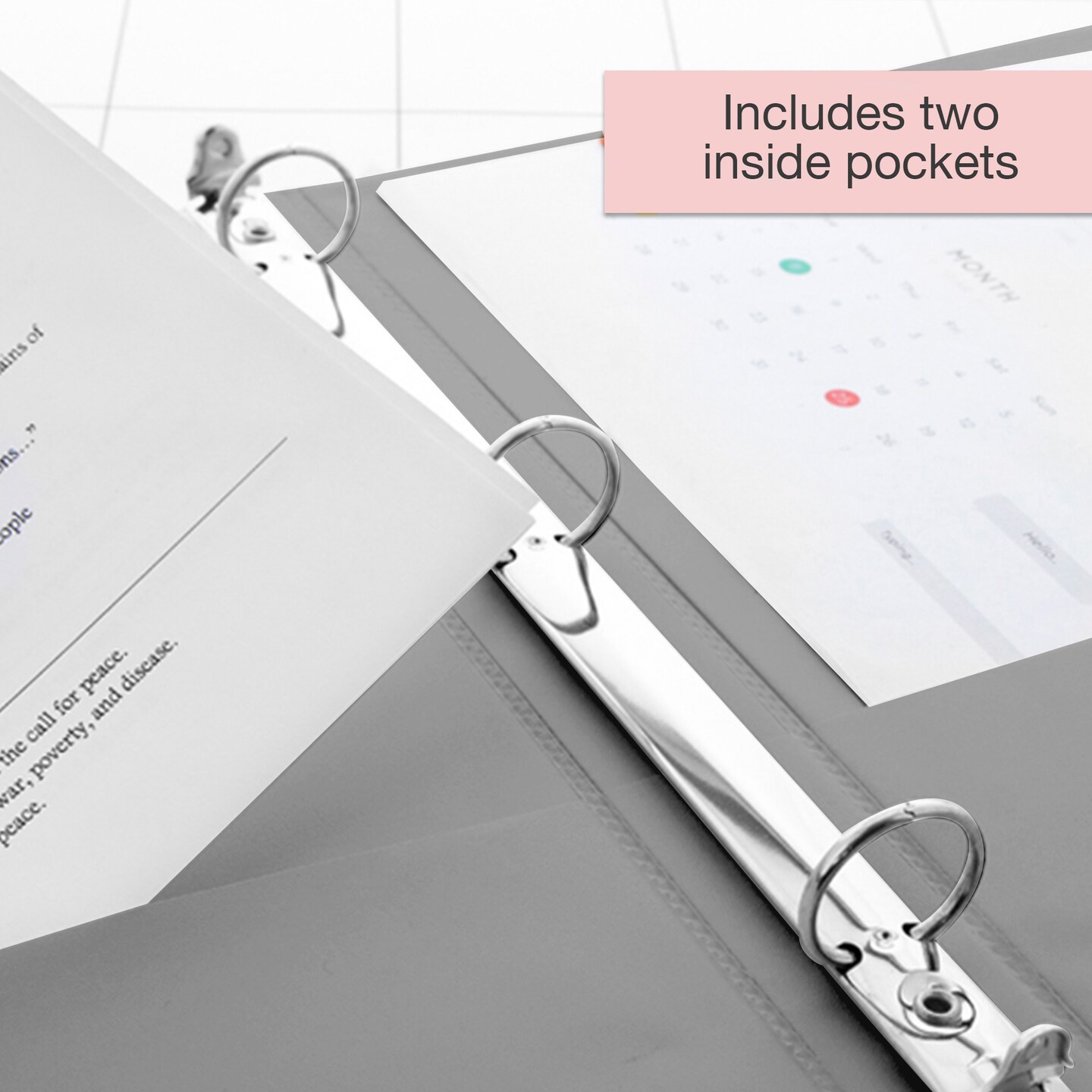 BAZIC 1/2&#x22; 3-Ring View Binder w/ 2-Pockets (11 Color Available)