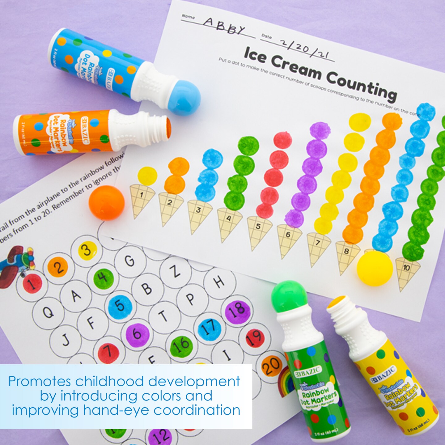 BAZIC Dot Markers Washable (6 Color/Pack)