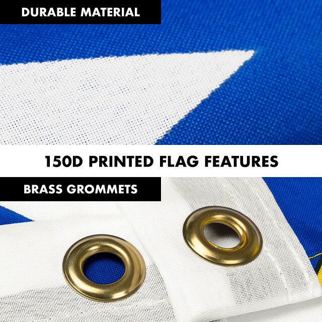 Flag Pole 6FT Silver Tangle Free &#x26; Blue Estelada Flag 3x5 Ft Combo Printed 150D Polyester By G128