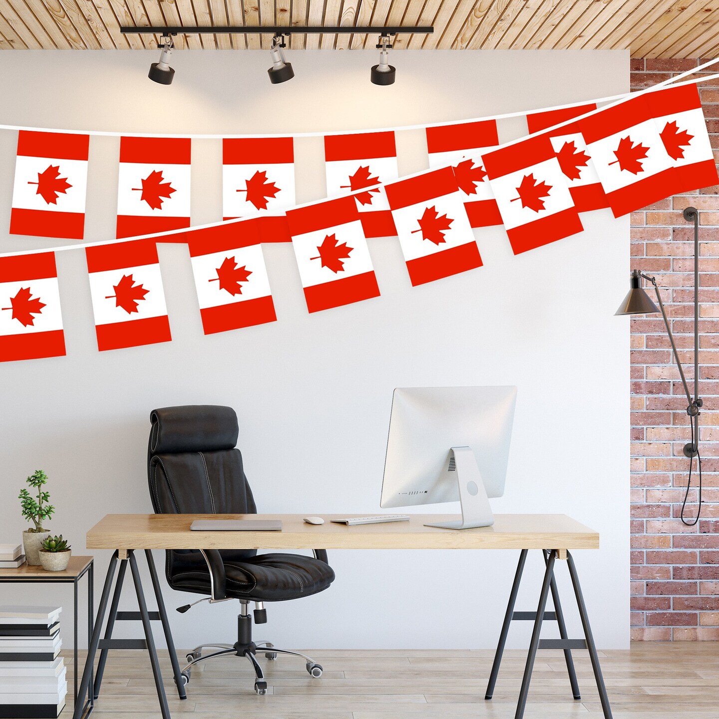 G128 Canada Canadian Bunting Banner | Flag 8.2 x 5.5 Inch, Full String 33 Feet | Printed 150D Polyester, Decorations For Bar, School, Festival Events Celebration