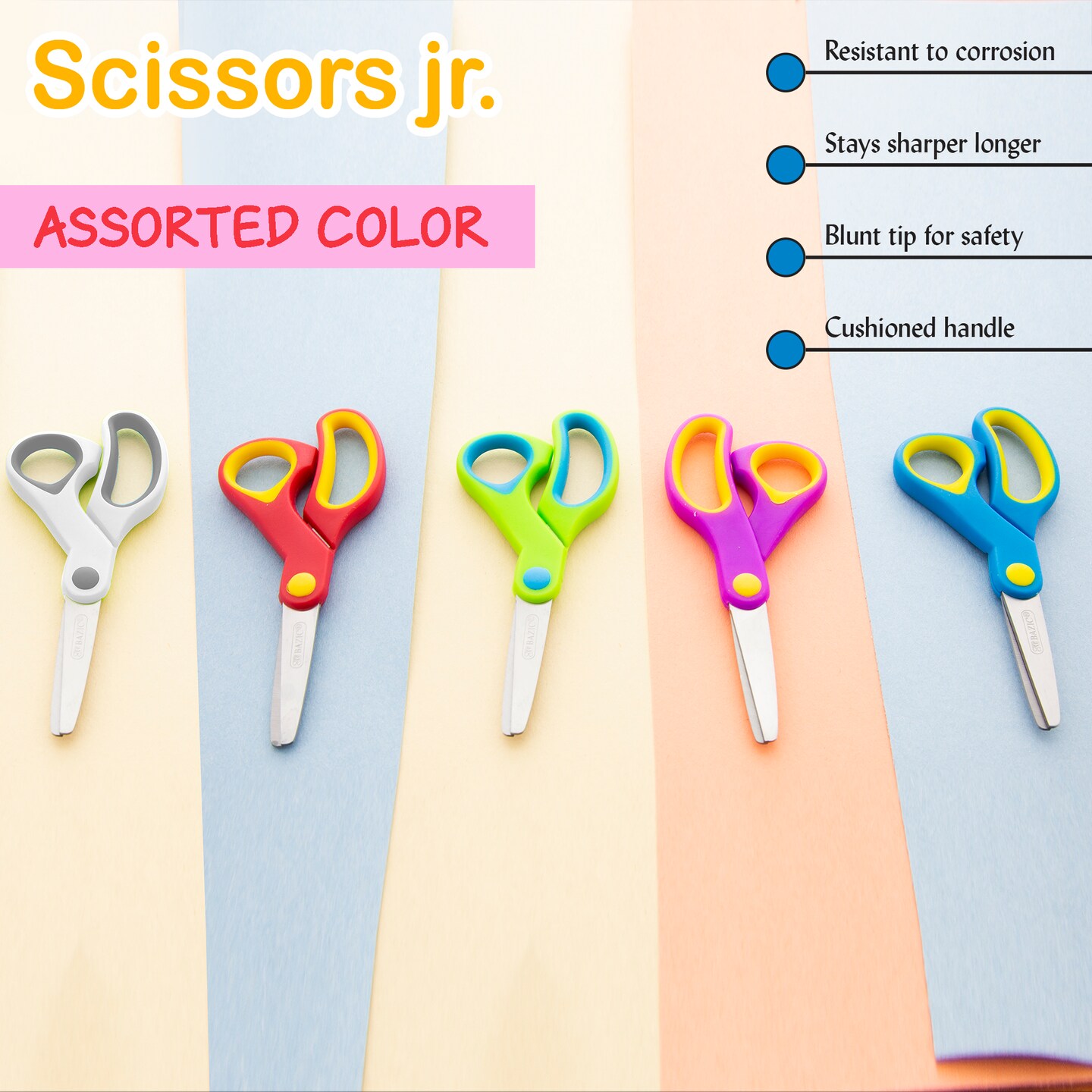 BAZIC School Scissors 5&#x22; Blunt Tip Soft Grip