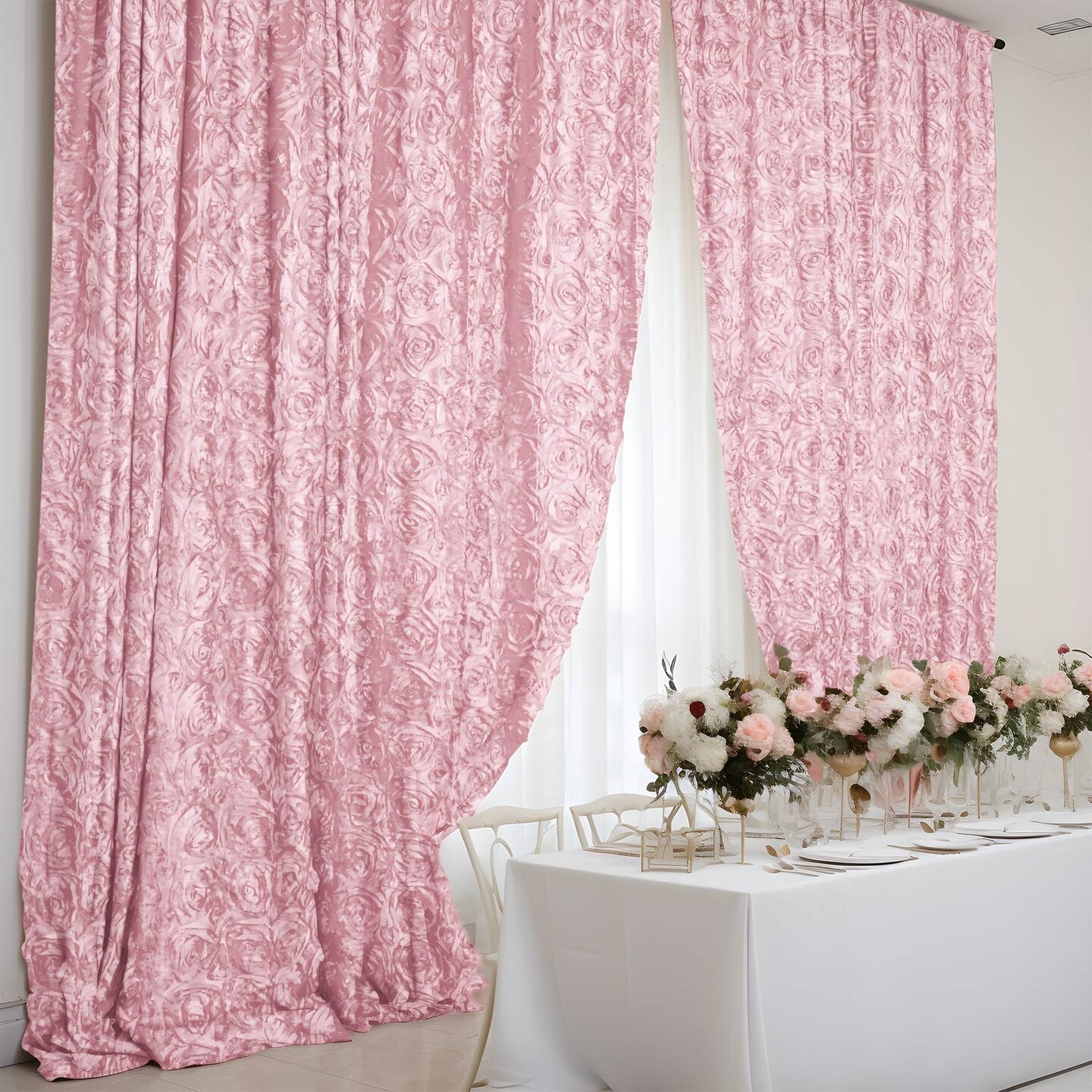 8x8 feet Satin CURTAIN Rosette Wedding Photography Backdrop