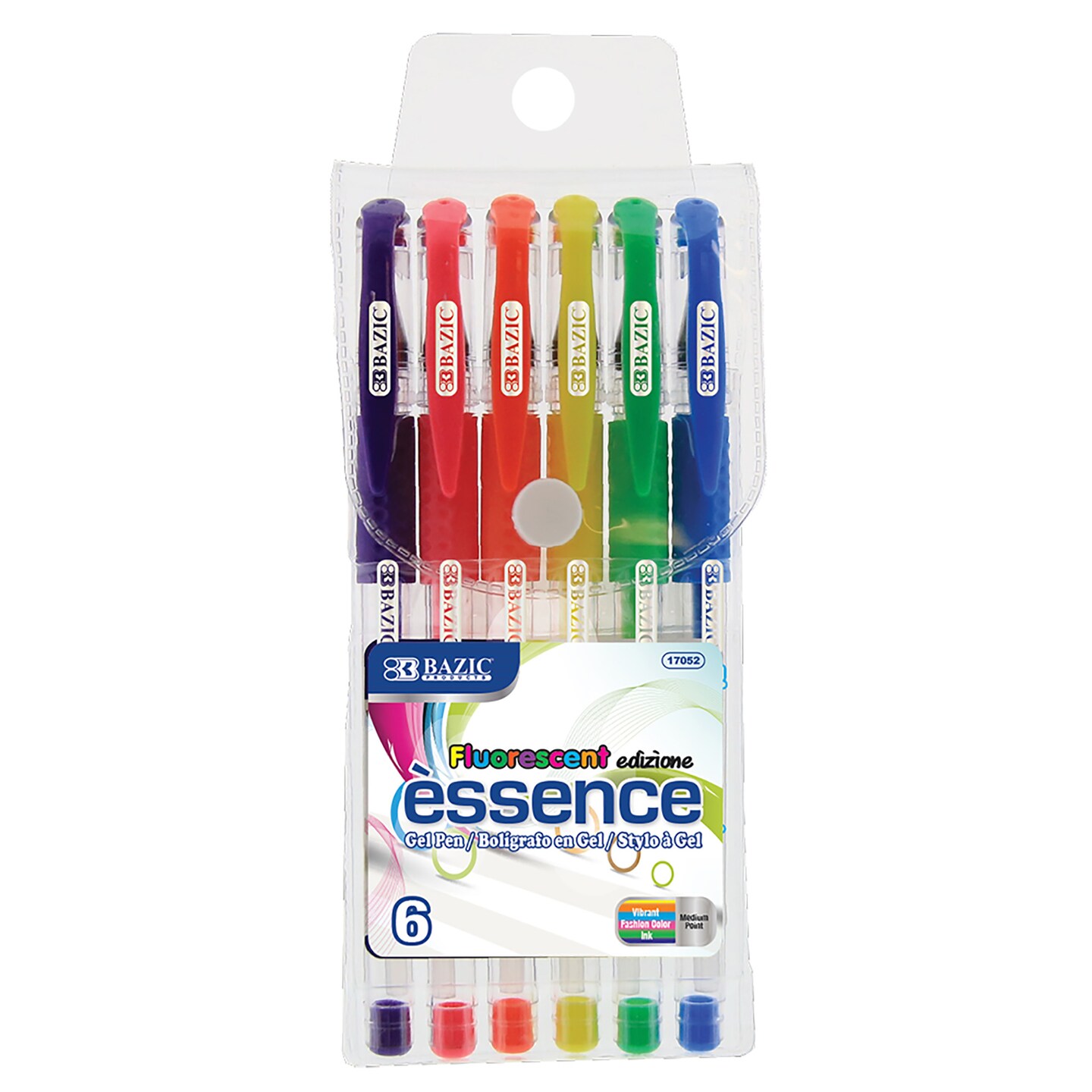 BAZIC Essence Gel Pen 6 Fluorescent Color w/ Cushion Grip