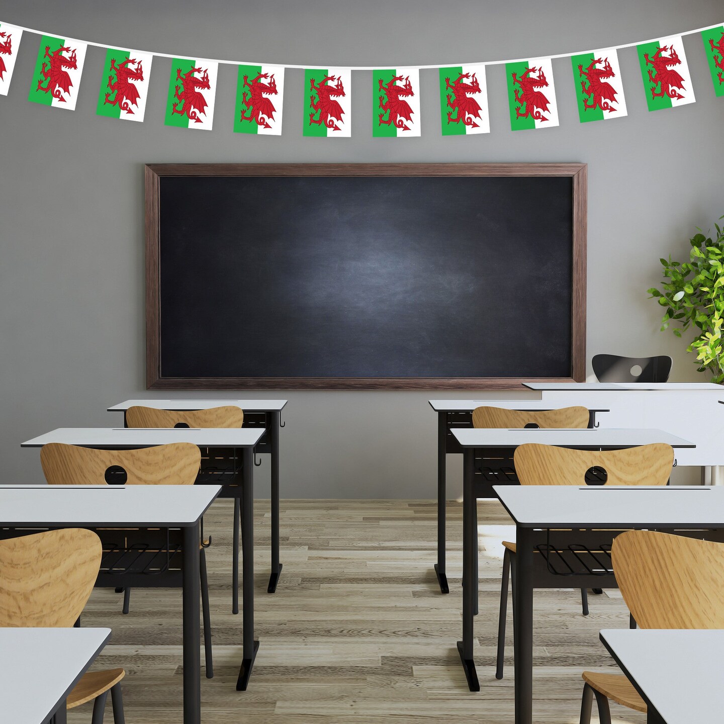 G128 Wales Welsh Bunting Banner | Flag 8.2 x 5.5 Inch, Full String 33 Feet | Printed 150D Polyester, Decorations For Bar, School, Festival Events Celebration