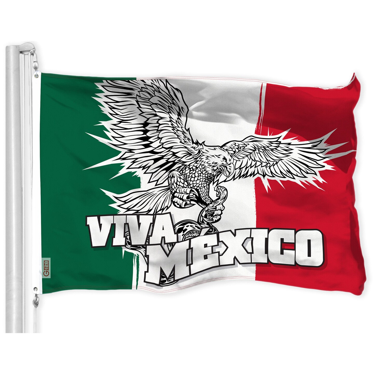 G128 Combo Pack: American USA Flag 3x5 Ft & Mexico Viva Mexico Flag 3x5 Ft, Both Printed 150D Polyester, Indoor/Outdoor, Brass Grommets
