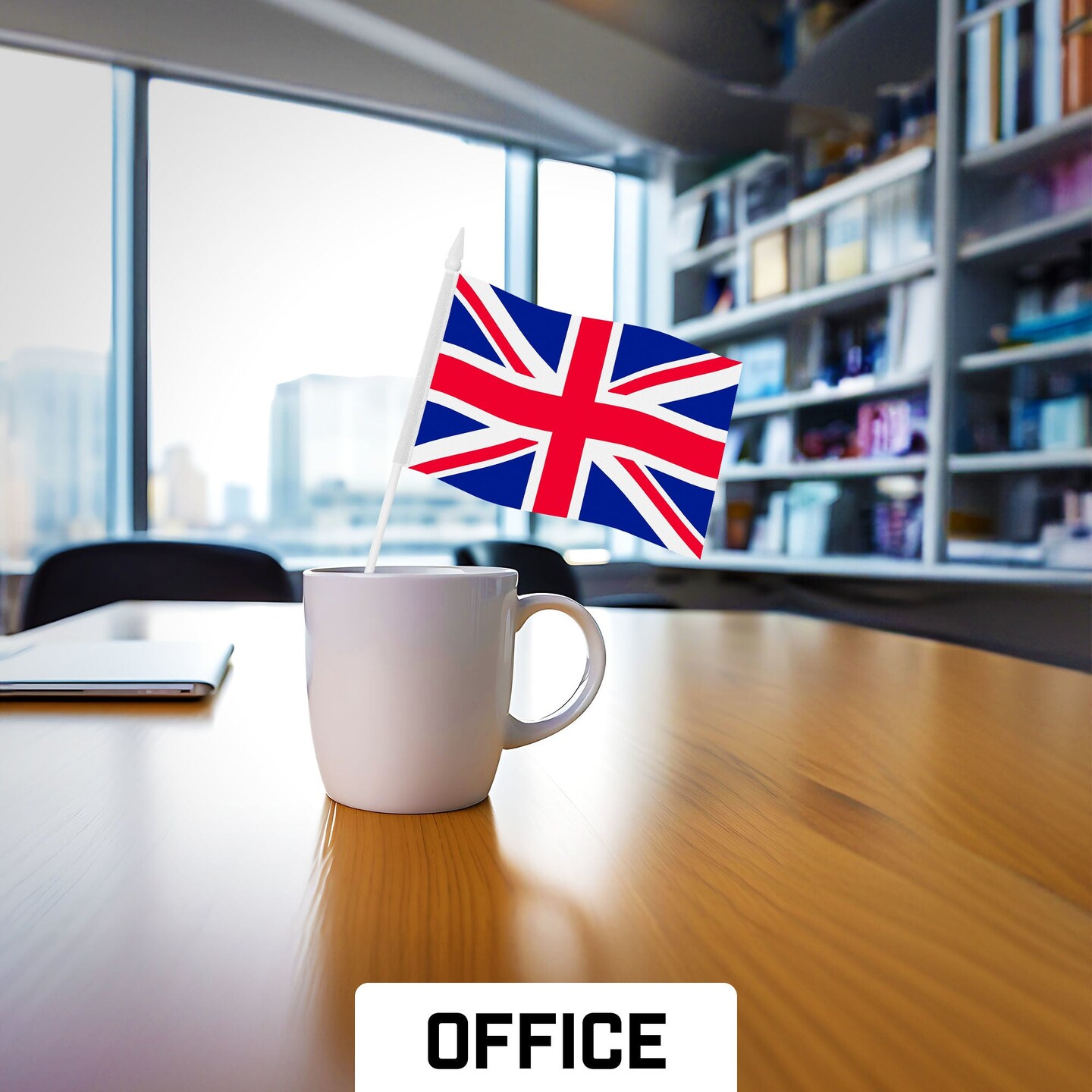 G128 30 Pack Handheld United Kingdom UK Stick Flags | 4x6 In | Printed 150D Polyester, Country Flag, Solid Plastic Stick, Spear White Tip