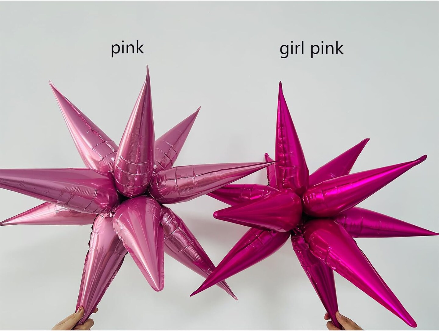 3pcs 26inch babe pink Star foil balloons.babe Explosion Starburst star balloon-Spike cone balloon for birthday party decorations,wedding,Bachelor party