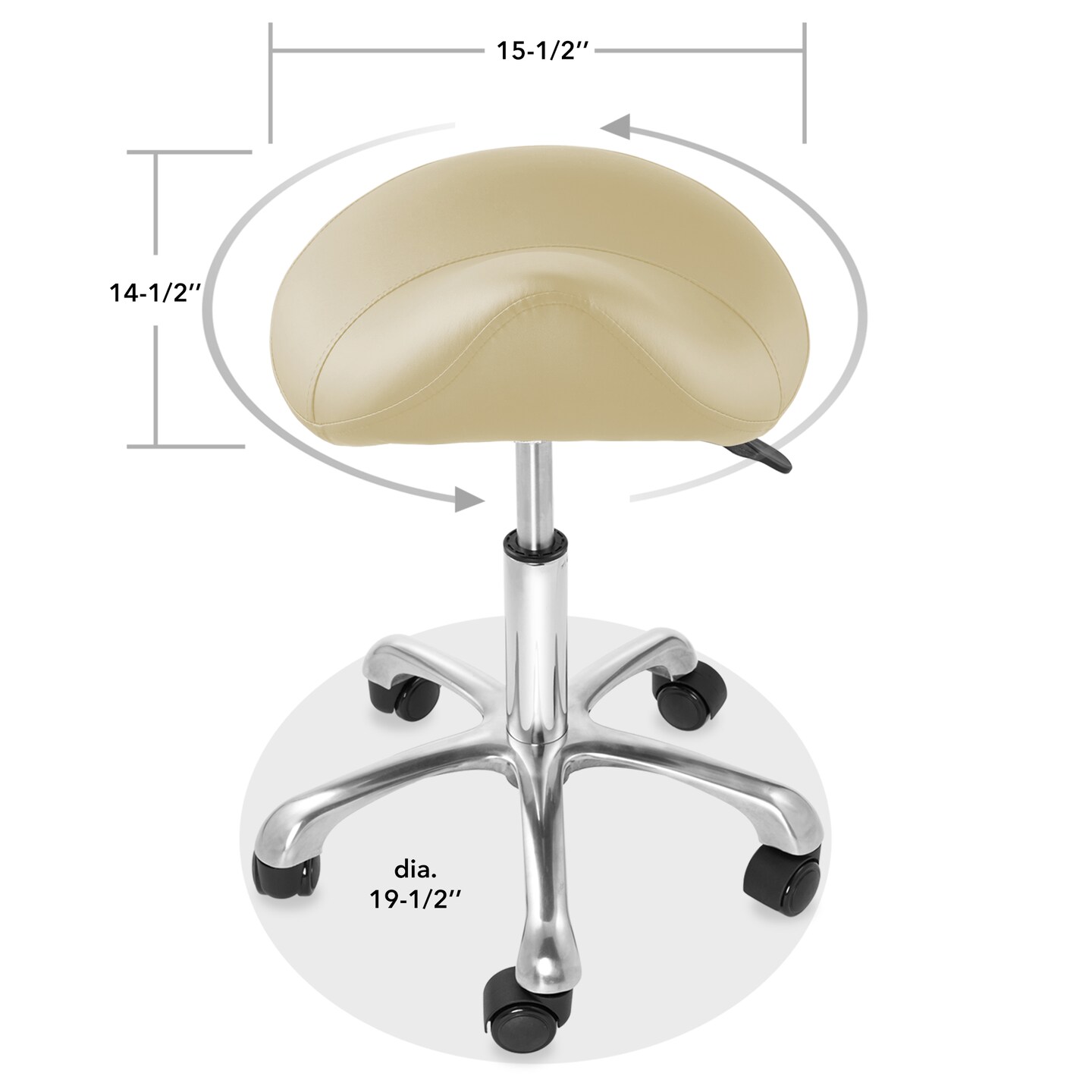 Saloniture Professional Ergonomic Saddle Stool - Adjustable Hydraulic Seat, Rolling Spa Salon, Massage, and Medical Office Chair with Swivel Wheels