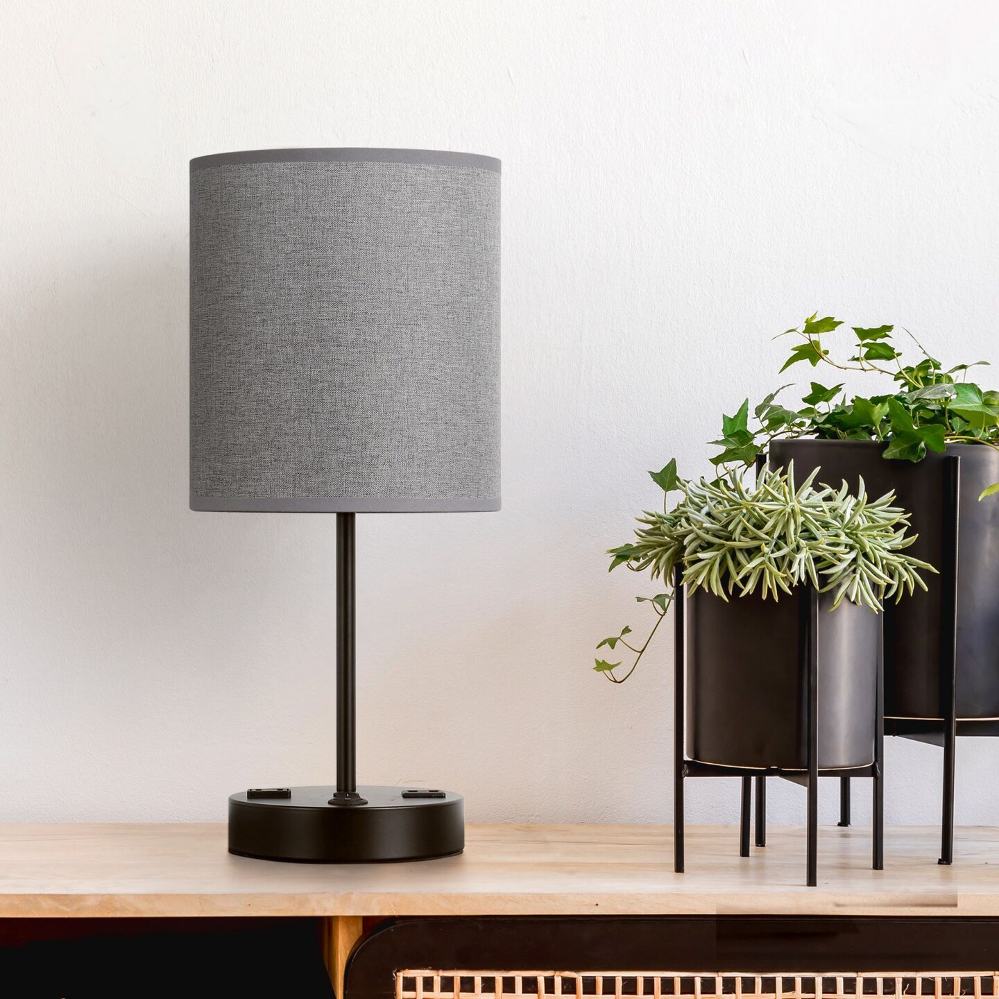 Bedside Table Lamps Nightstand Lamps with USB Port and Outlet, Bedside Lamps with USB Charging Port