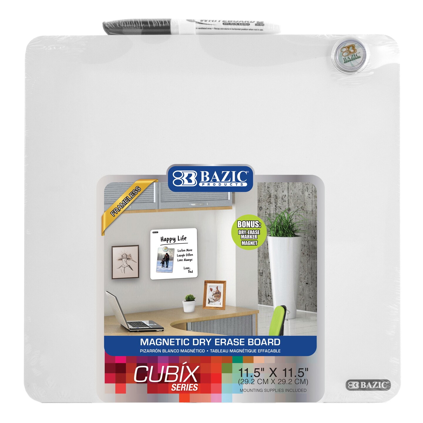 BAZIC CUBIX Magnetic Dry Erase Tile 11.5&#x22; x 11.5&#x22;