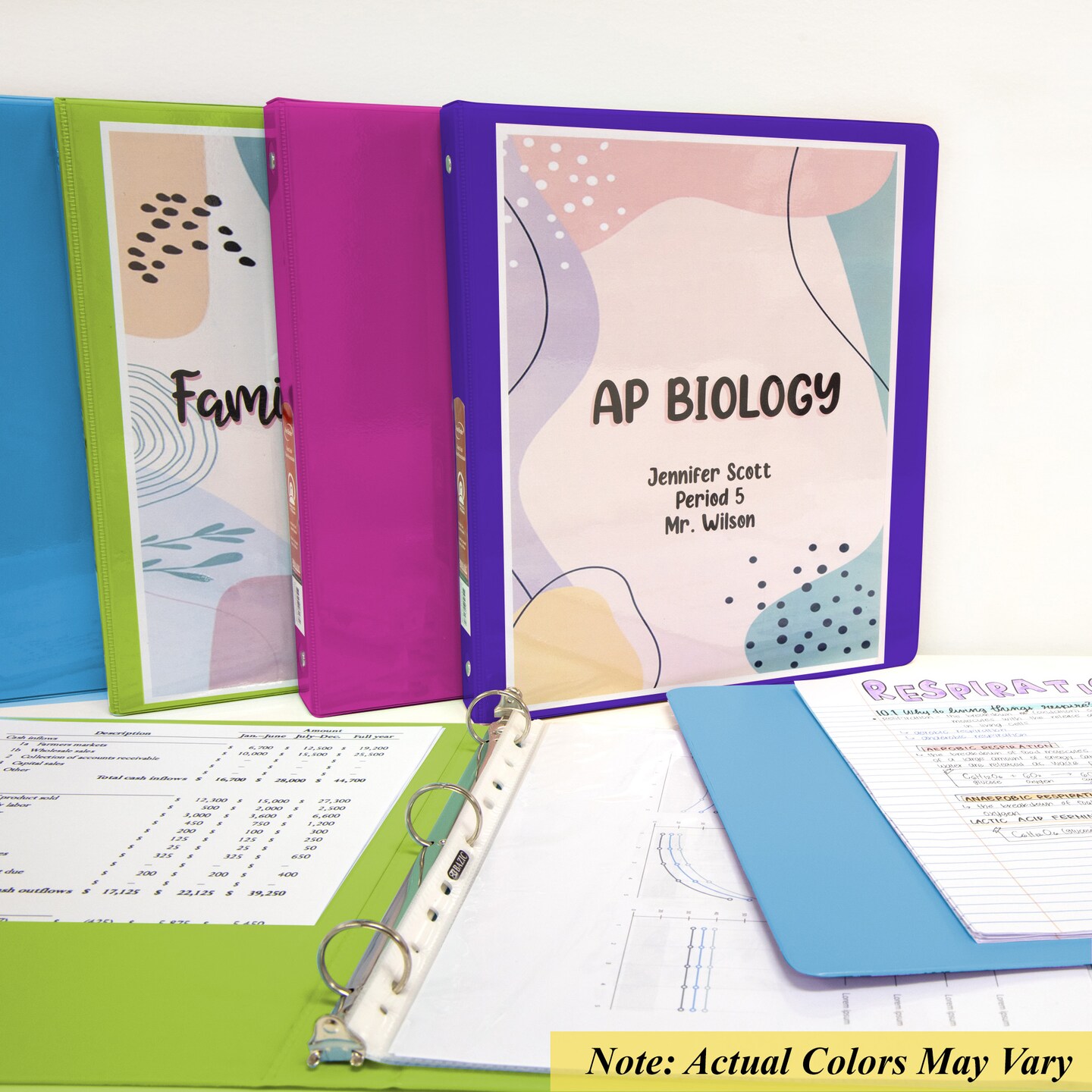 BAZIC Binder View 1&#x22; Assorted Neon Color 3-Ring w/ 2-Pockets