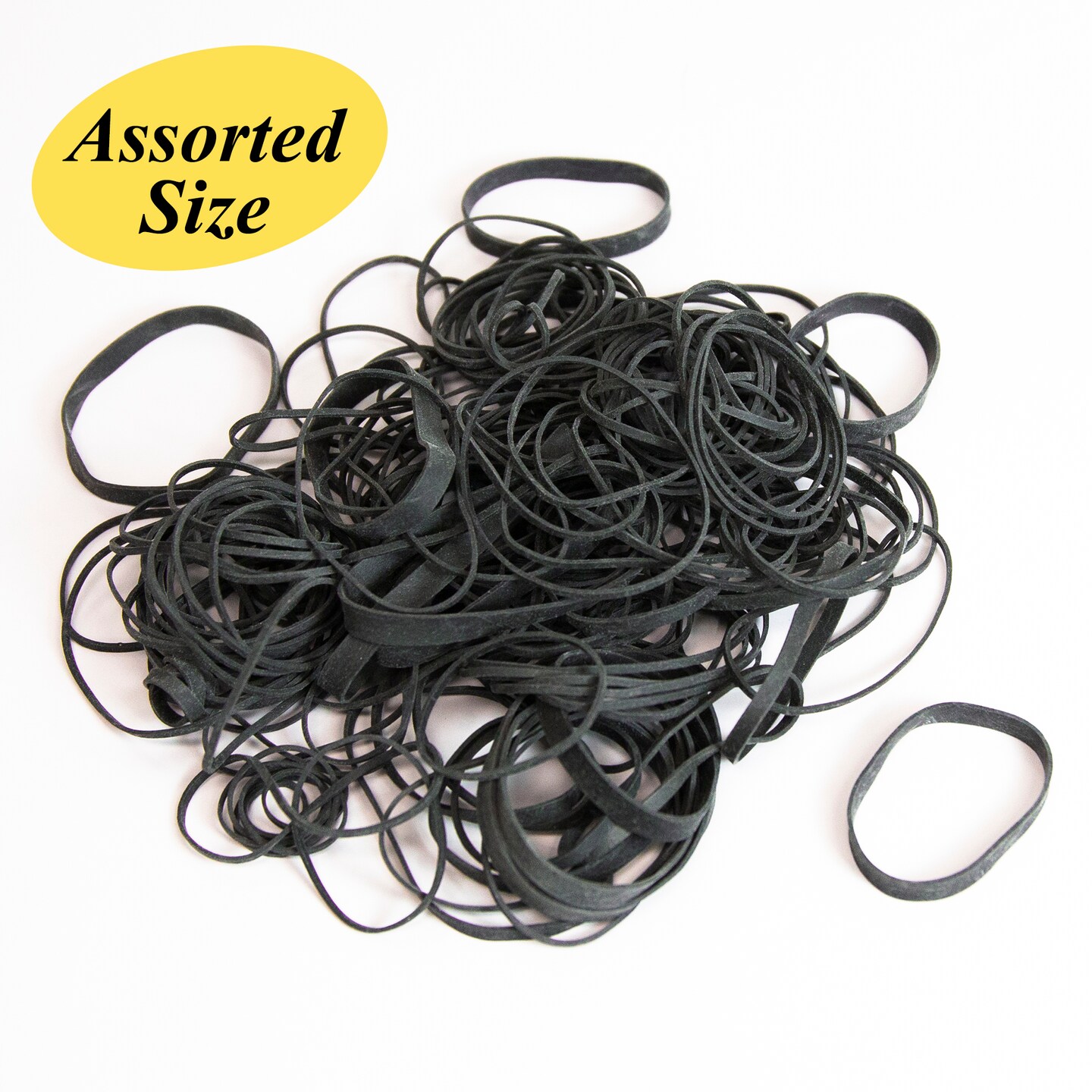 BAZIC 2 Oz./ 56.70 g Assorted Sizes Black Color Rubber Bands