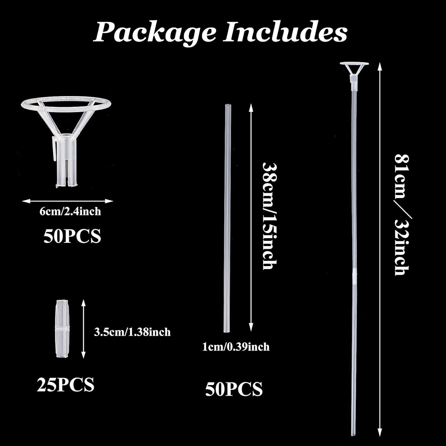 50pcs Balloon Sticks with Cups, 16in Clear Bobo Balloon Holders Large and Long Balloon Stand for Large Balloons Birthday Graduation Wedding Party Decorations