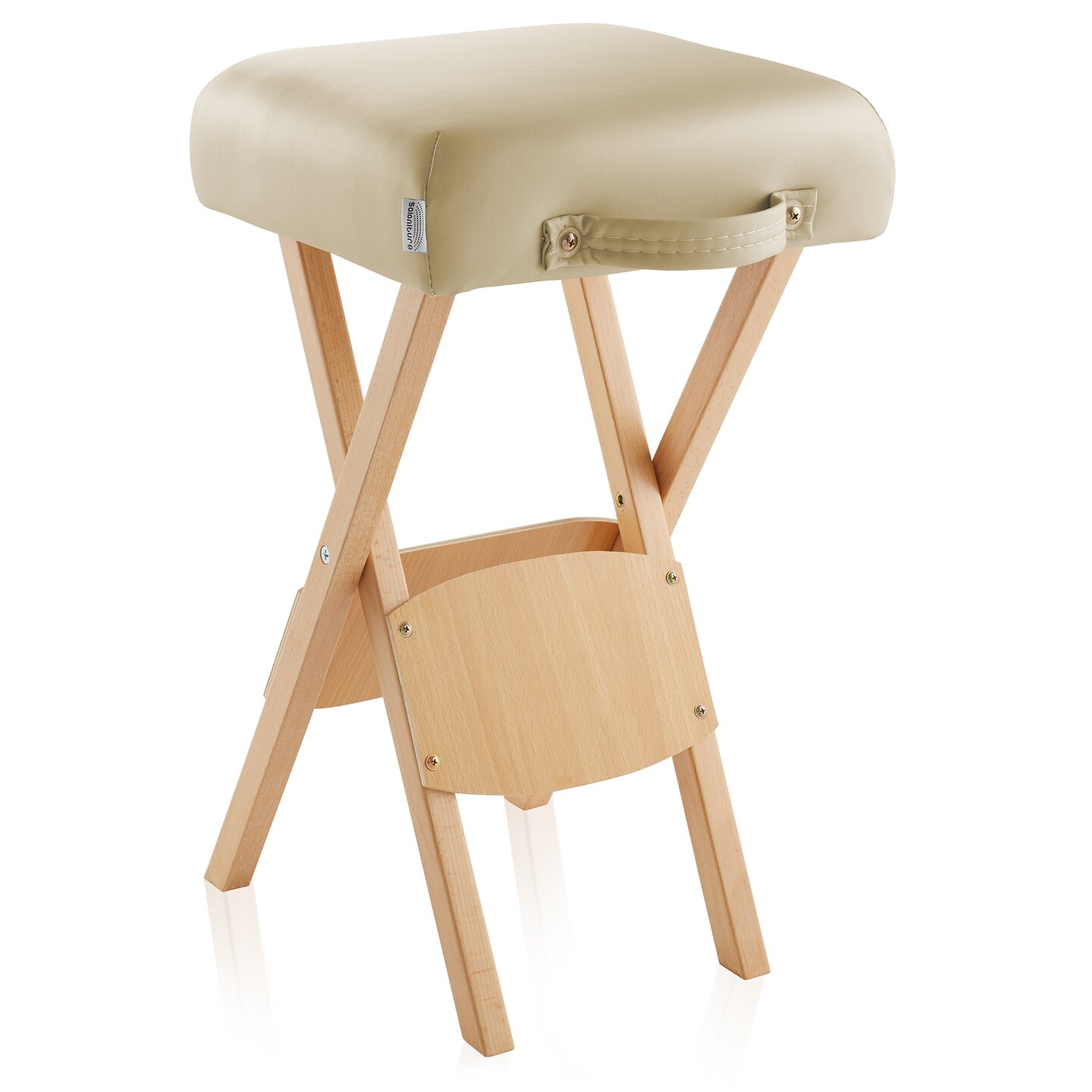 Saloniture Wood Folding Massage Stool with Carrying Case