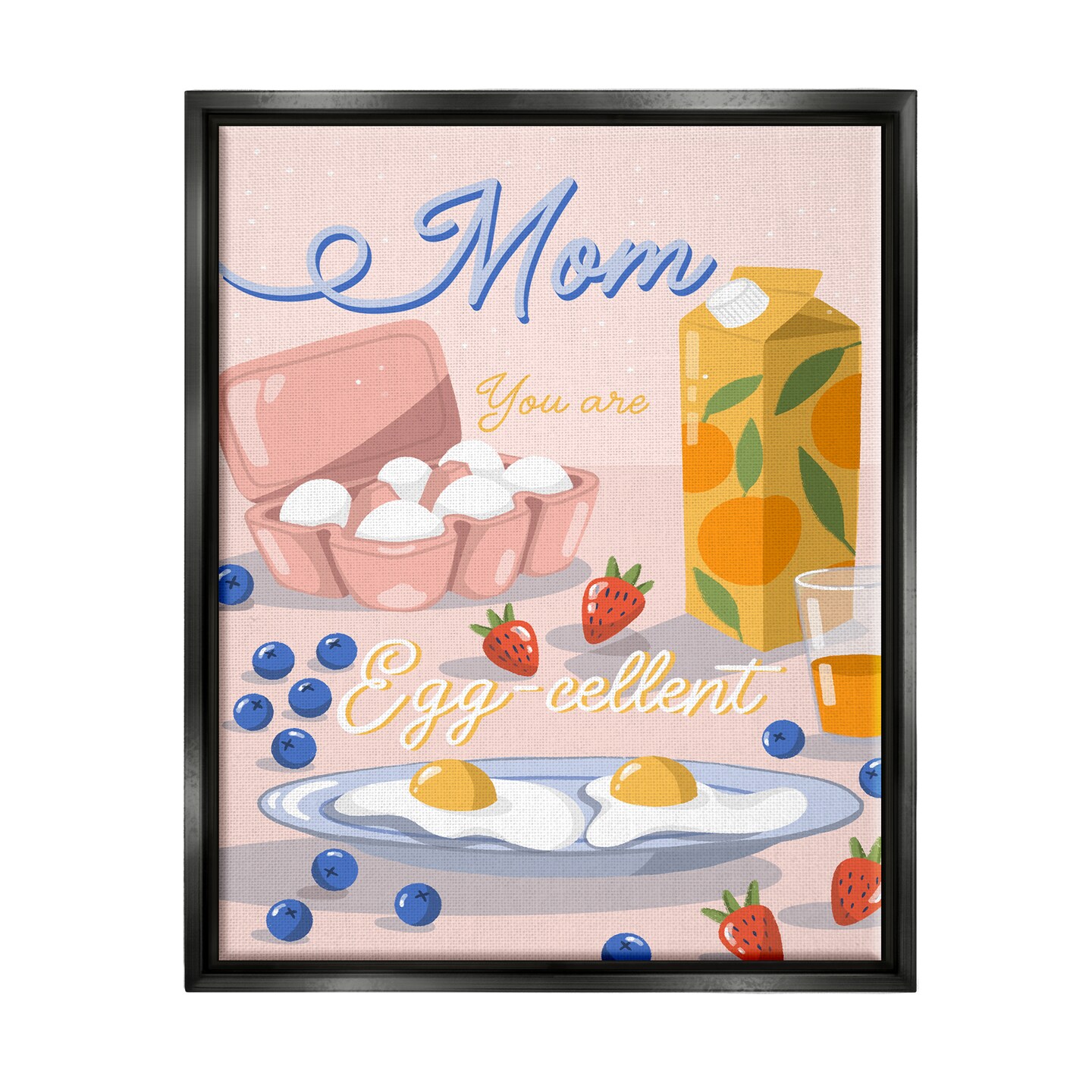 Stupell Industries Mom is Egg-cellent Phrase Black Framed Floater Canvas Wall Art