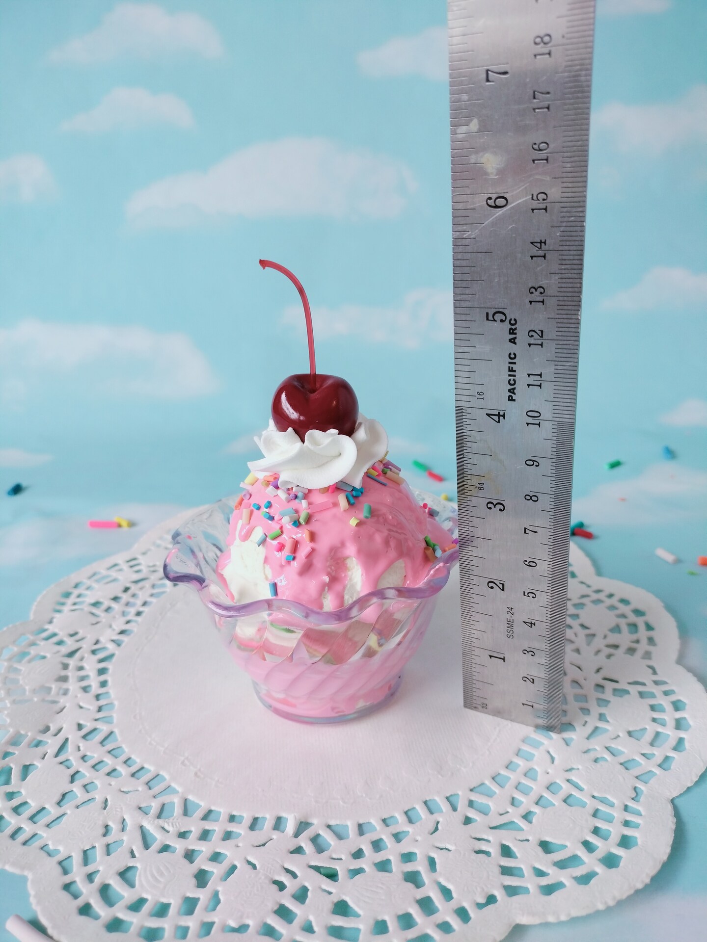 Miniature Glace Sundae 1:12 - Crème Glacée En Coupe En Plastique - Maison De Poupées Tumdee - Fait Main Accessoire Cuisine Poupée 1:12