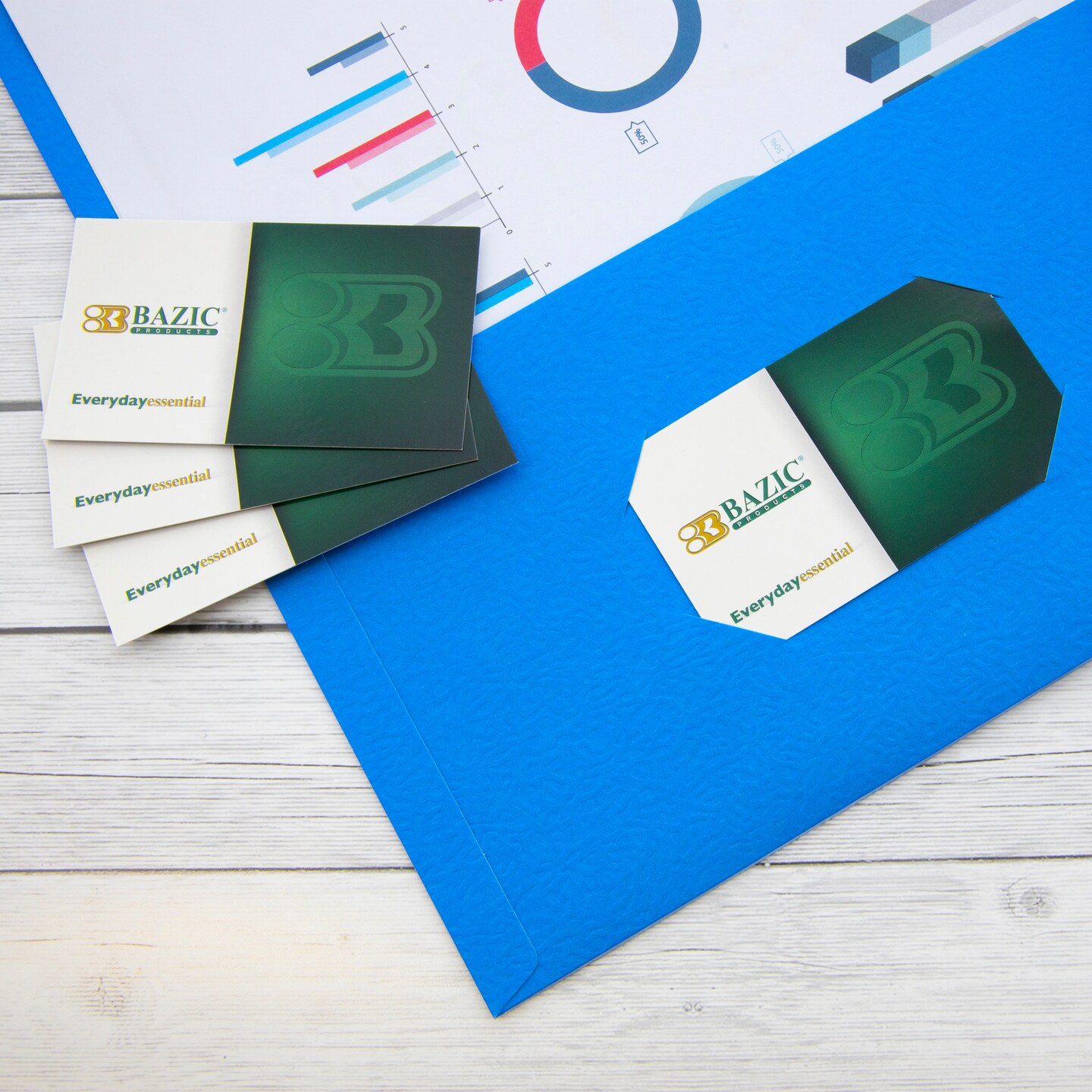 BAZIC 8-Pockets Portfolios Folder w/ View Cover