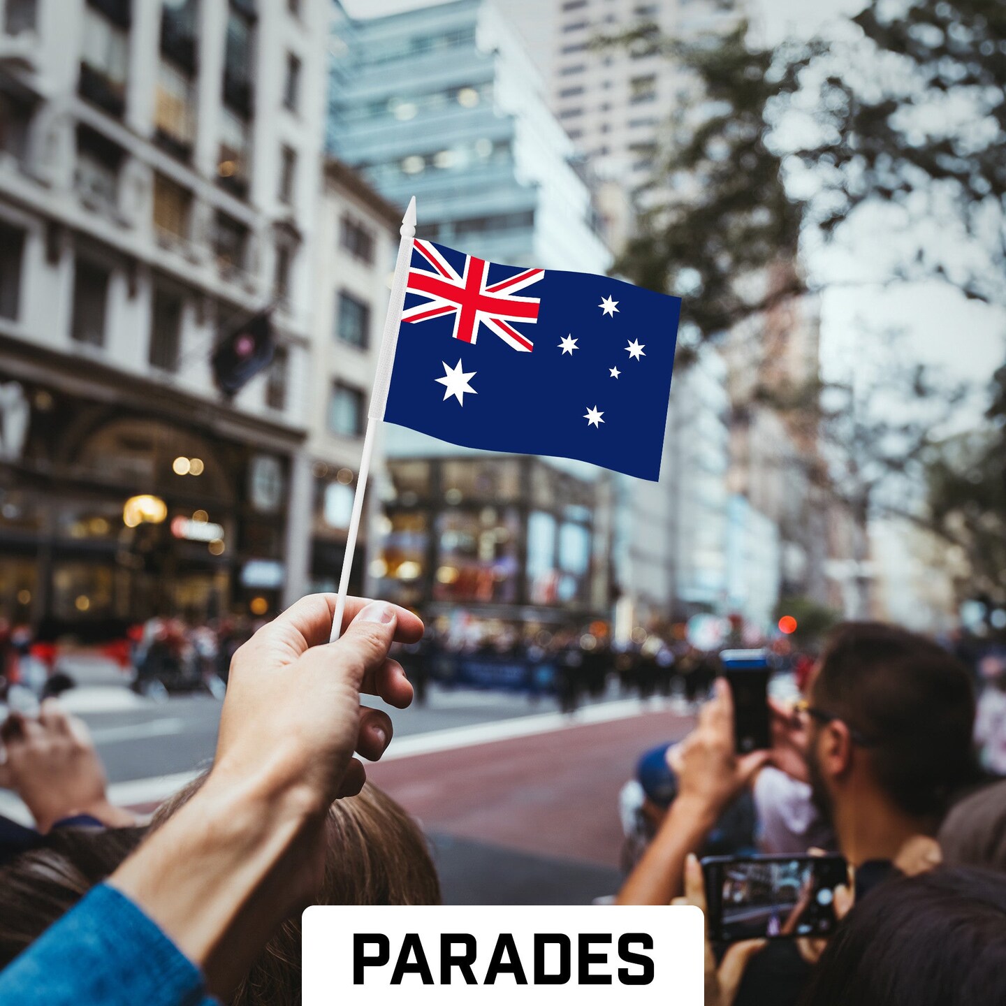 G128 12 Pack Handheld Australia Australian Stick Flags | 4x6 In | Printed 150D Polyester, Country Flag, Solid Plastic Stick, Spear White Tip