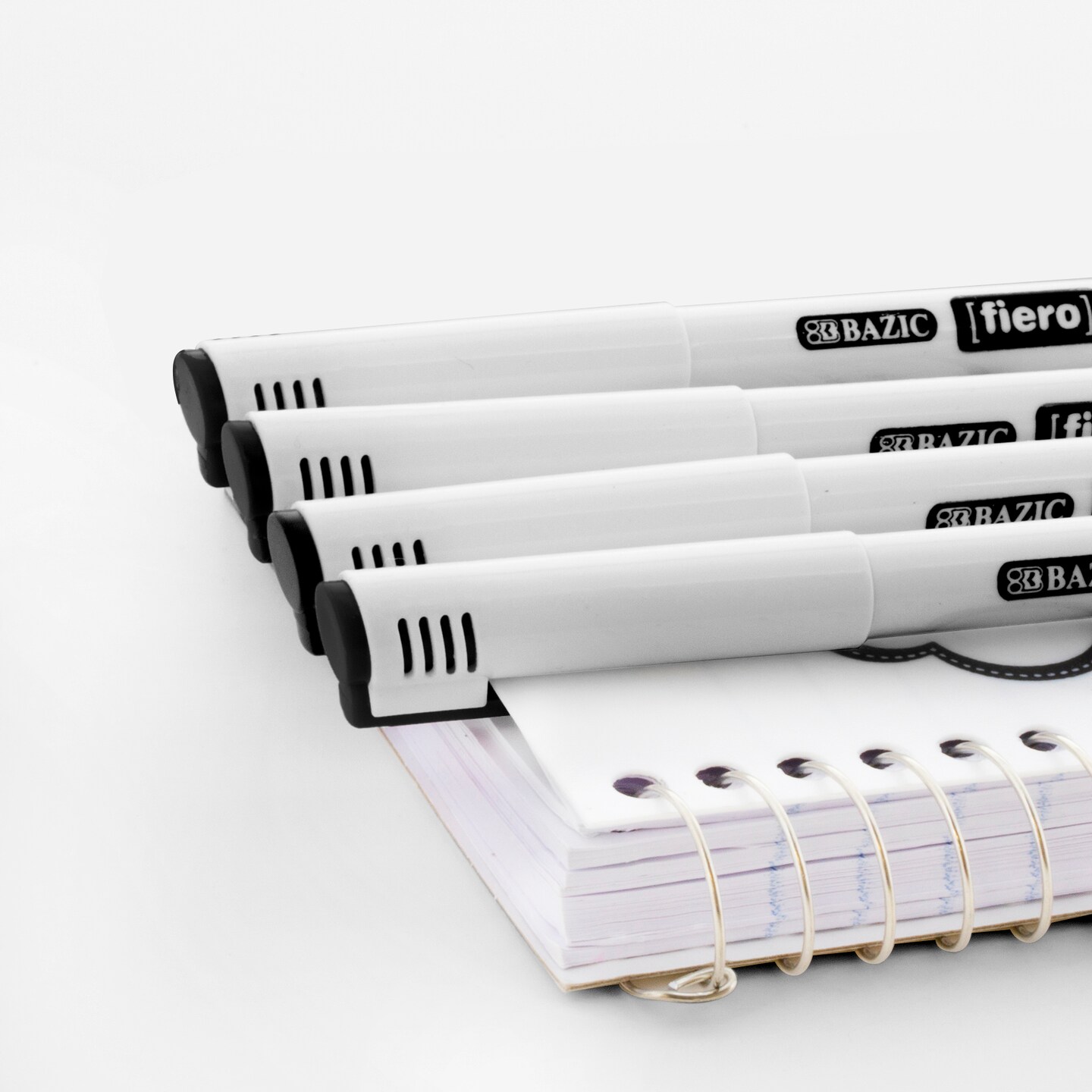 BAZIC Fiero Black Fiber Tip Fineliner Pen (4/Pack)