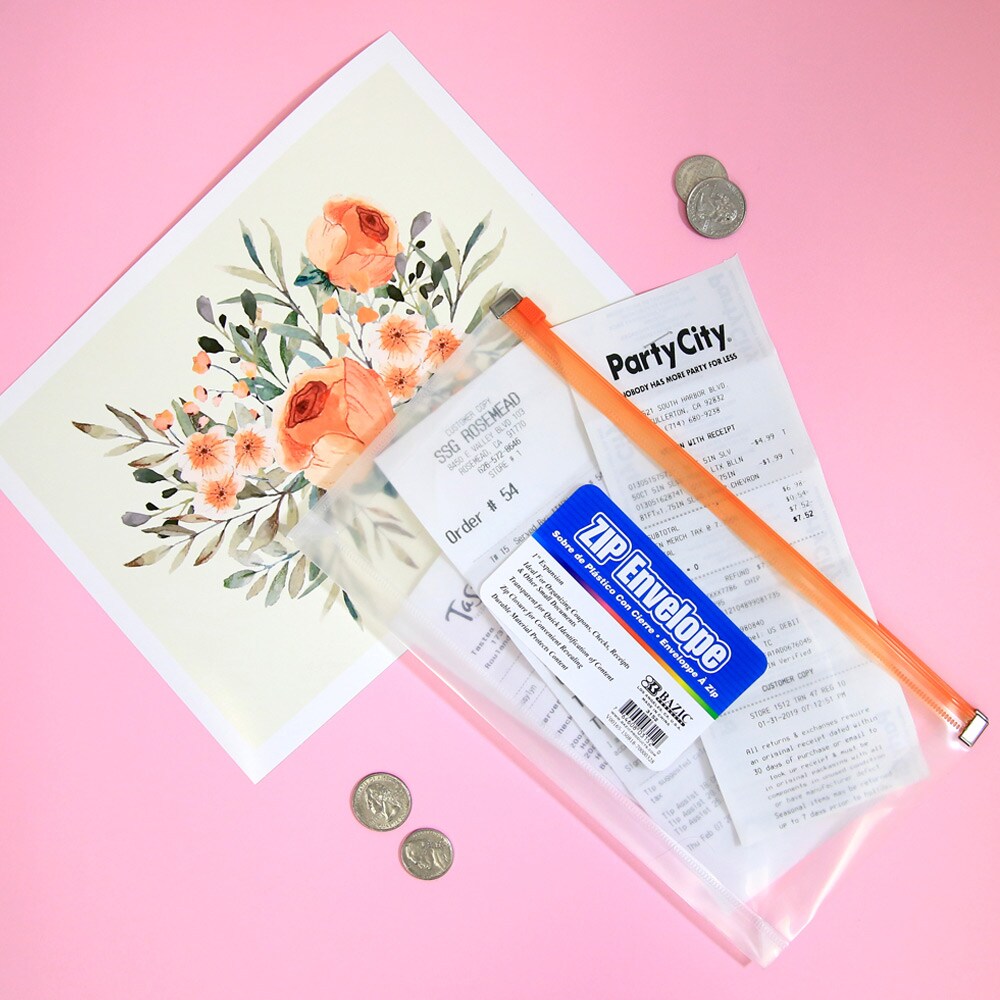 BAZIC Zip Envelop Coupon/Check Size - Clear