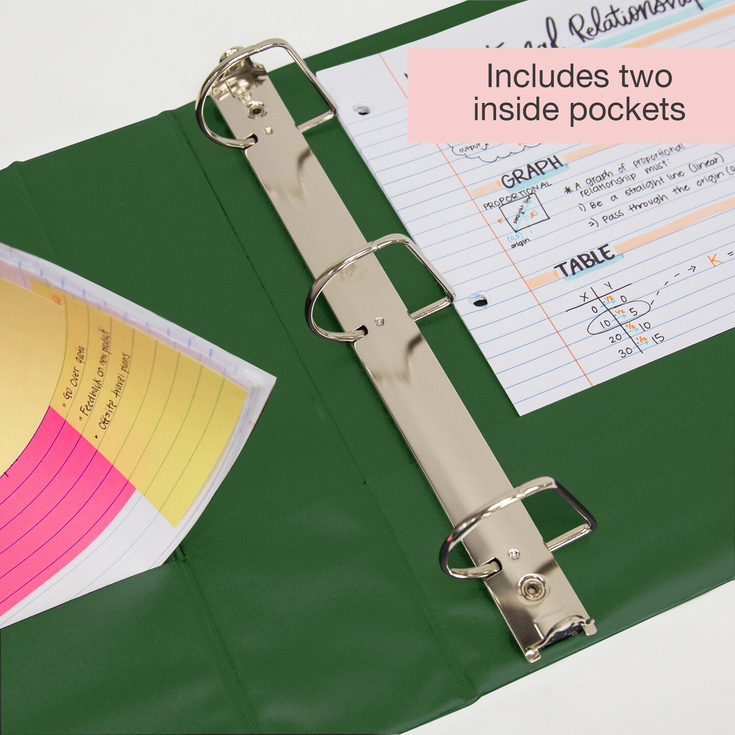 BAZIC Binder View 2&#x22; Green Slant-D Ring w/ 2 Pockets