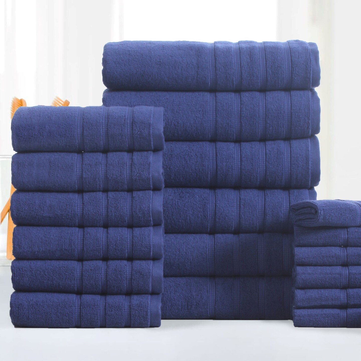 Bibb Home 18 Piece Egyptian Cotton Towel Set Zero Twist Luxury Soft Absorbent