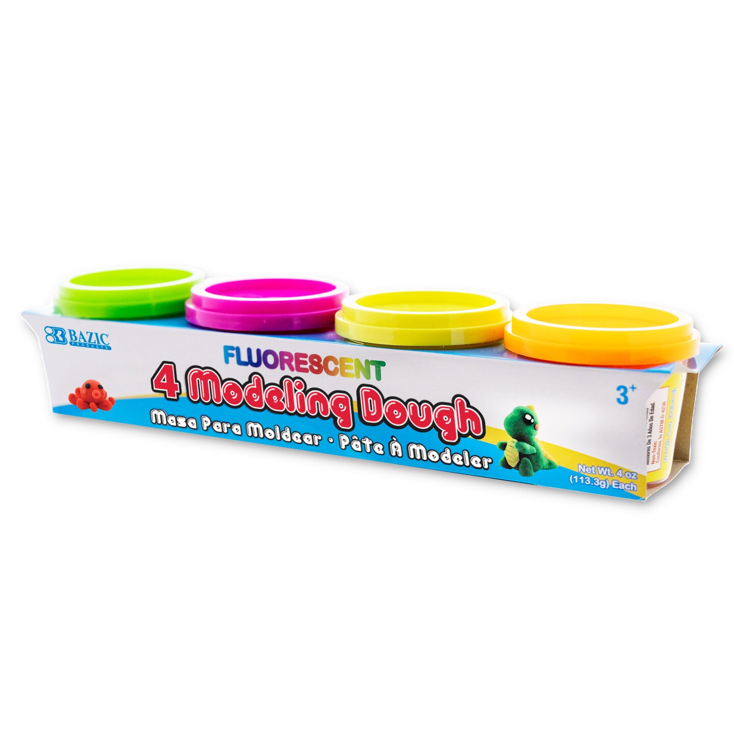 BAZIC Modeling Dough Fluorescent Color 4 Oz. (4/Pack)