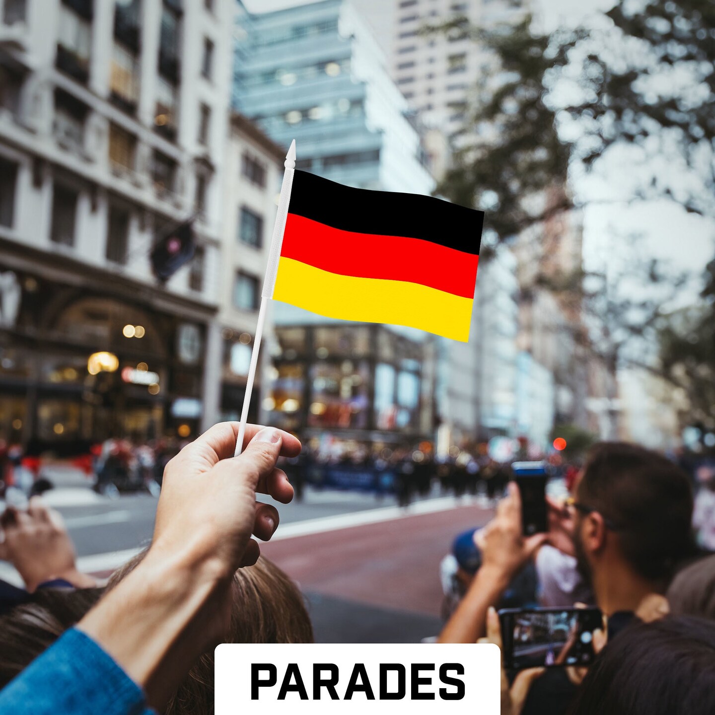 G128 24 Pack Handheld Germany German Stick Flags | 4x6 In | Printed 150D Polyester, Country Flag, Solid Plastic Stick, Spear White Tip
