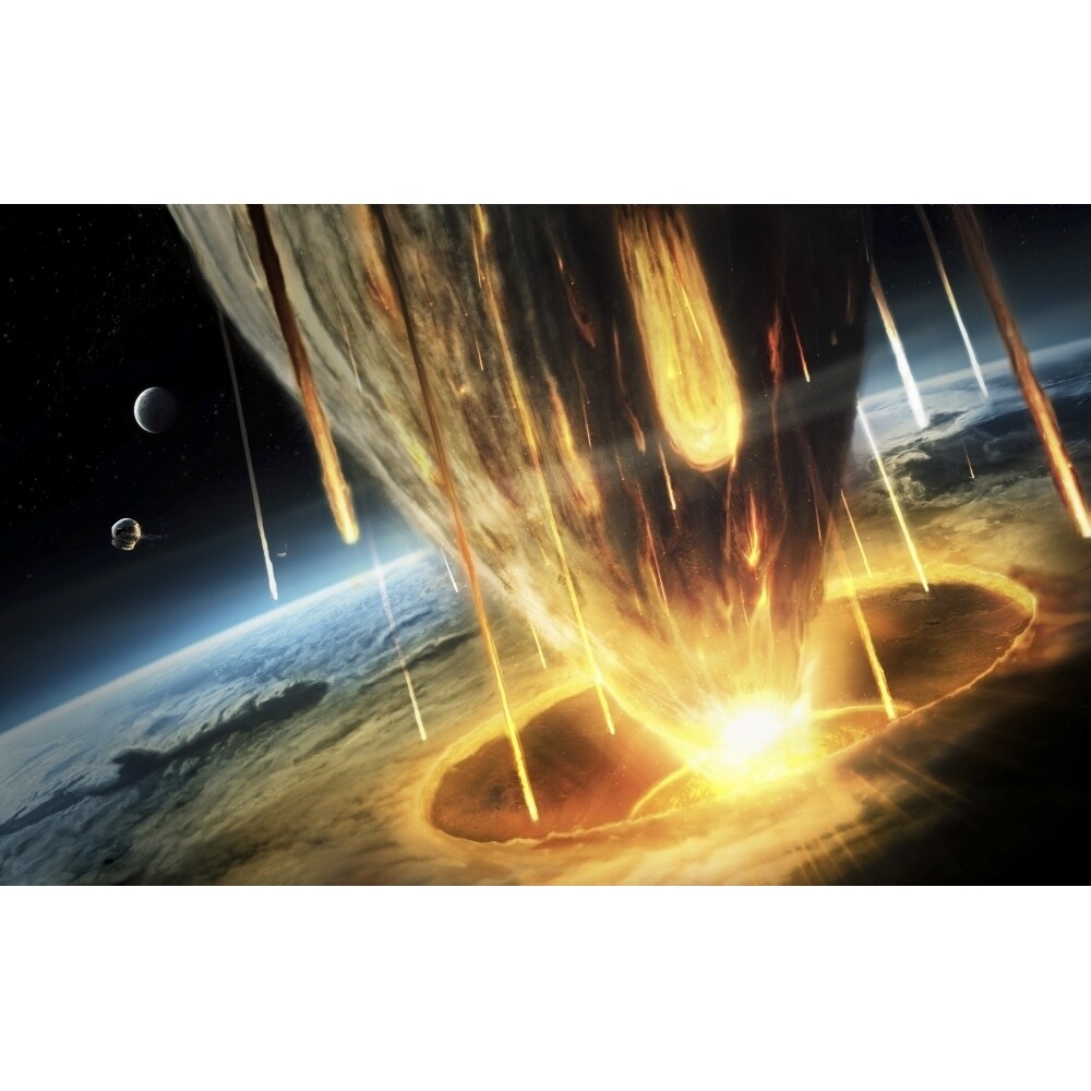A Giant Asteroid Collides With Planet Earth Poster Print