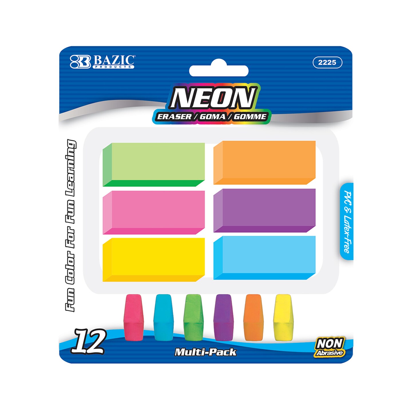 BAZIC Neon Eraser Sets (12/Pack)