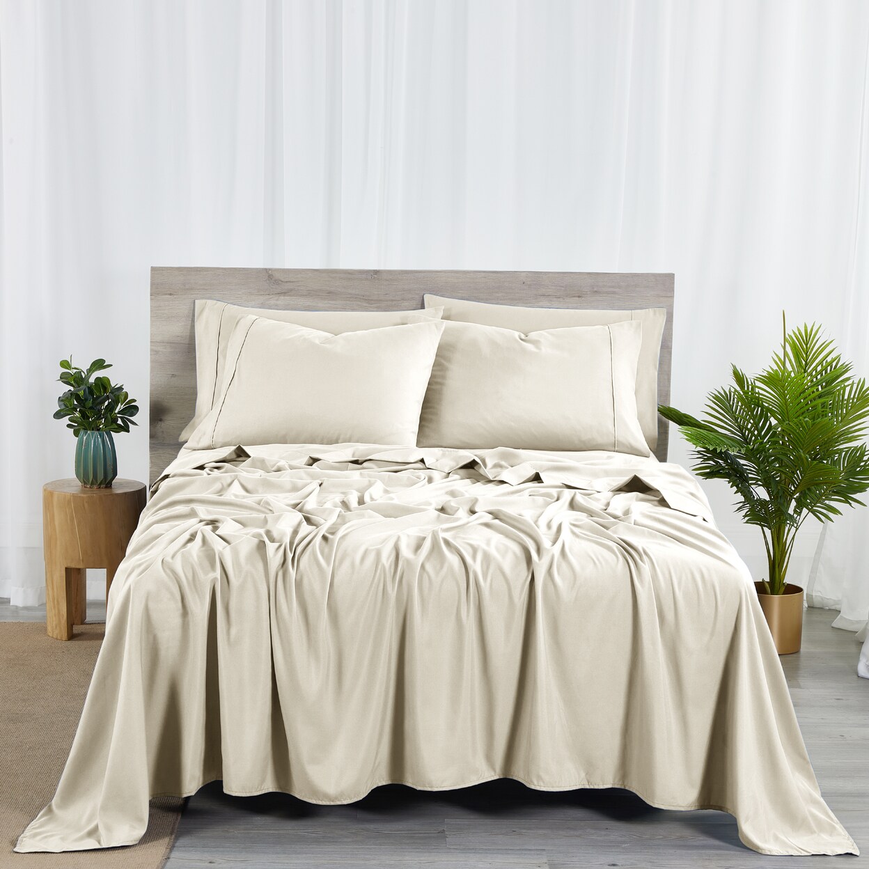 Bibb Home Bamboo Sheet Set 2000 Count 6-Piece Deep Pocket Soft Cool King