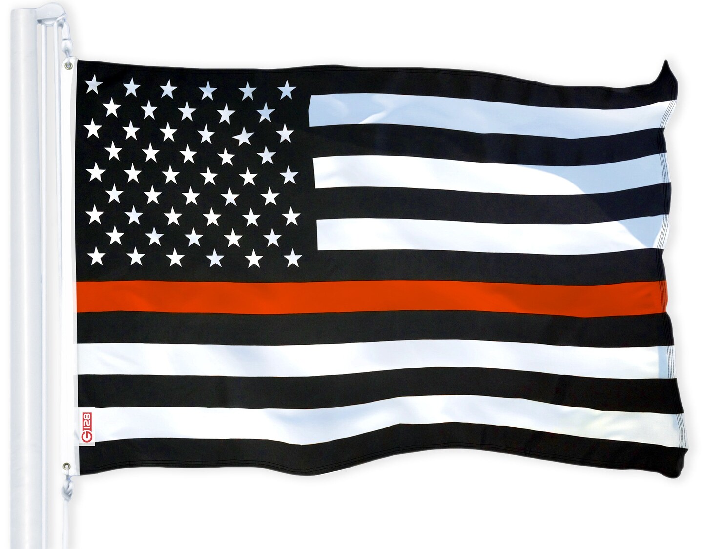 G128 - Thin Orange Line American Flag 150D Polyester 3x5 FT Printed Flag - Honoring Men Women Search and Rescue Brass Grommets Indoor/Outdoor - Much Thicker More Durable Than 100D 75D Polyester