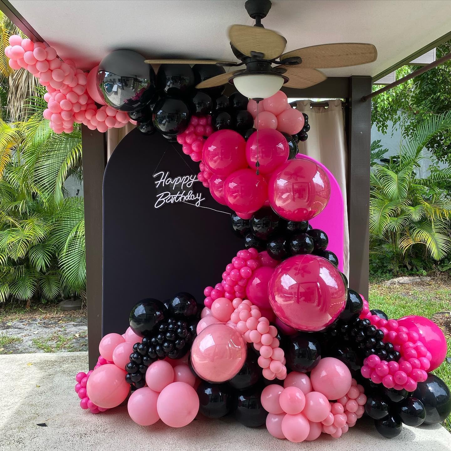 Pink and Black Balloon Garland Arch Kit, 153pcs Black Magenta Baby Pink and Chrome Pink Balloons for Girls Birthday Decoration Sweet 16 Party Supplies Bridal Shower Graduation Decor (Pink)