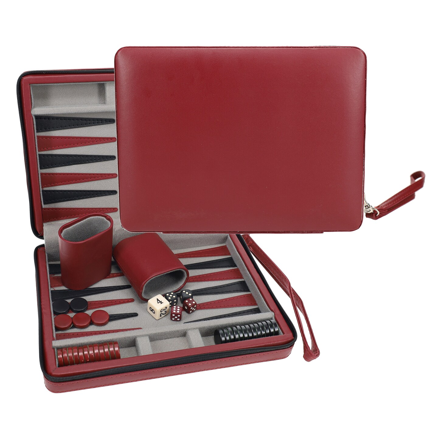 WE Games Magnetic Backgammon Set with Leatherette Case and Carrying Strap - Travel Size
