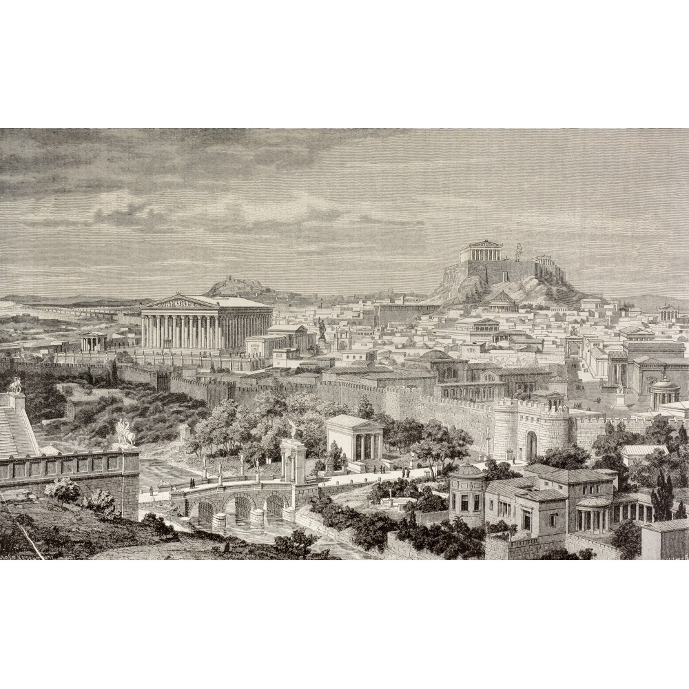 Artists Impression Of Athens Greece At The Time Of The Emperor Hadrian 1St