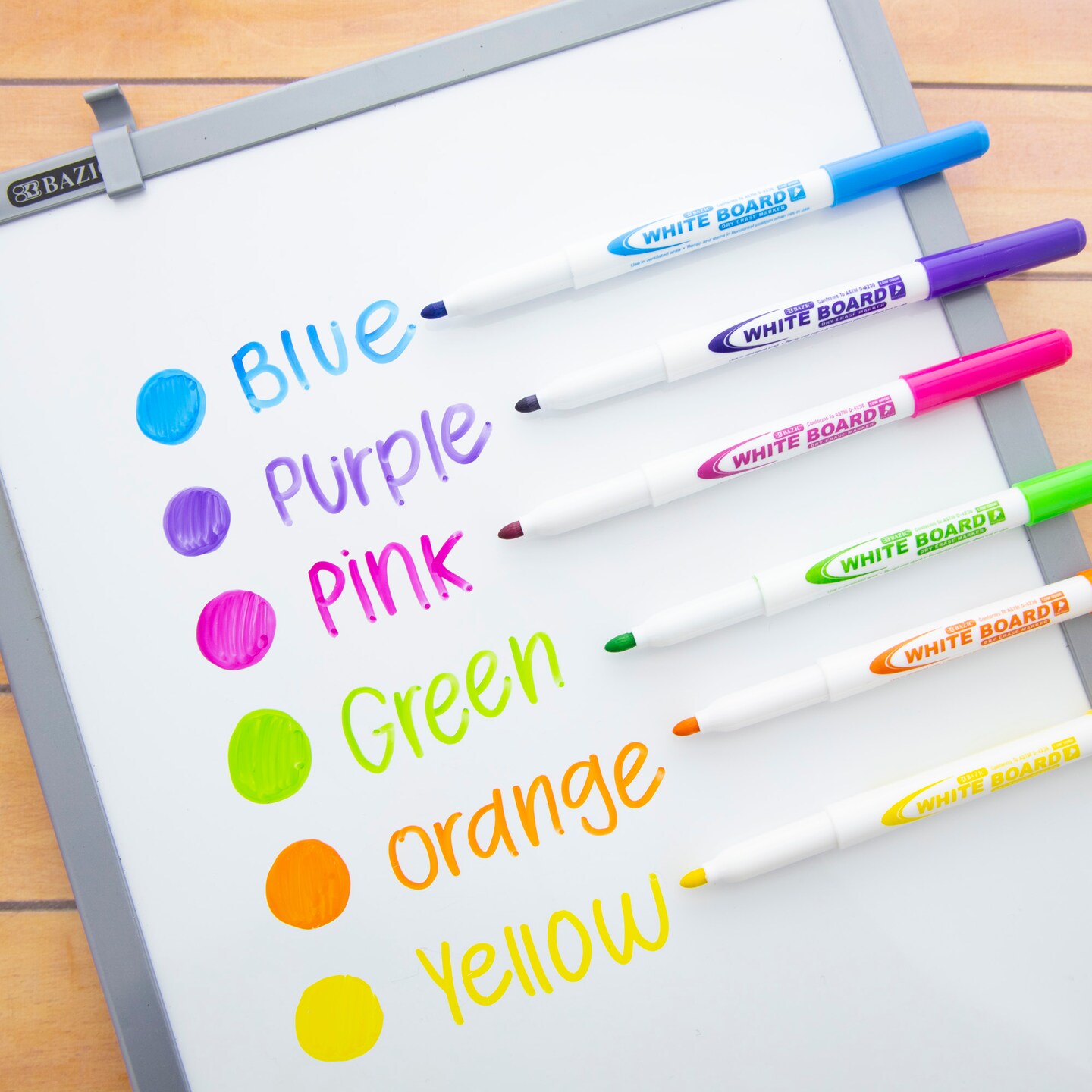 BAZIC Fine Tip Bright Color Dry-Erase Marker (6/Pack)