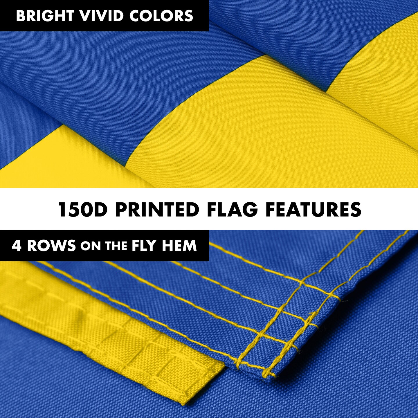 G128 Flag Pole 6FT Black Tangle Free &#x26; Ukraine Ukrainian Flag 3x5 Ft Combo Printed 150D Polyester