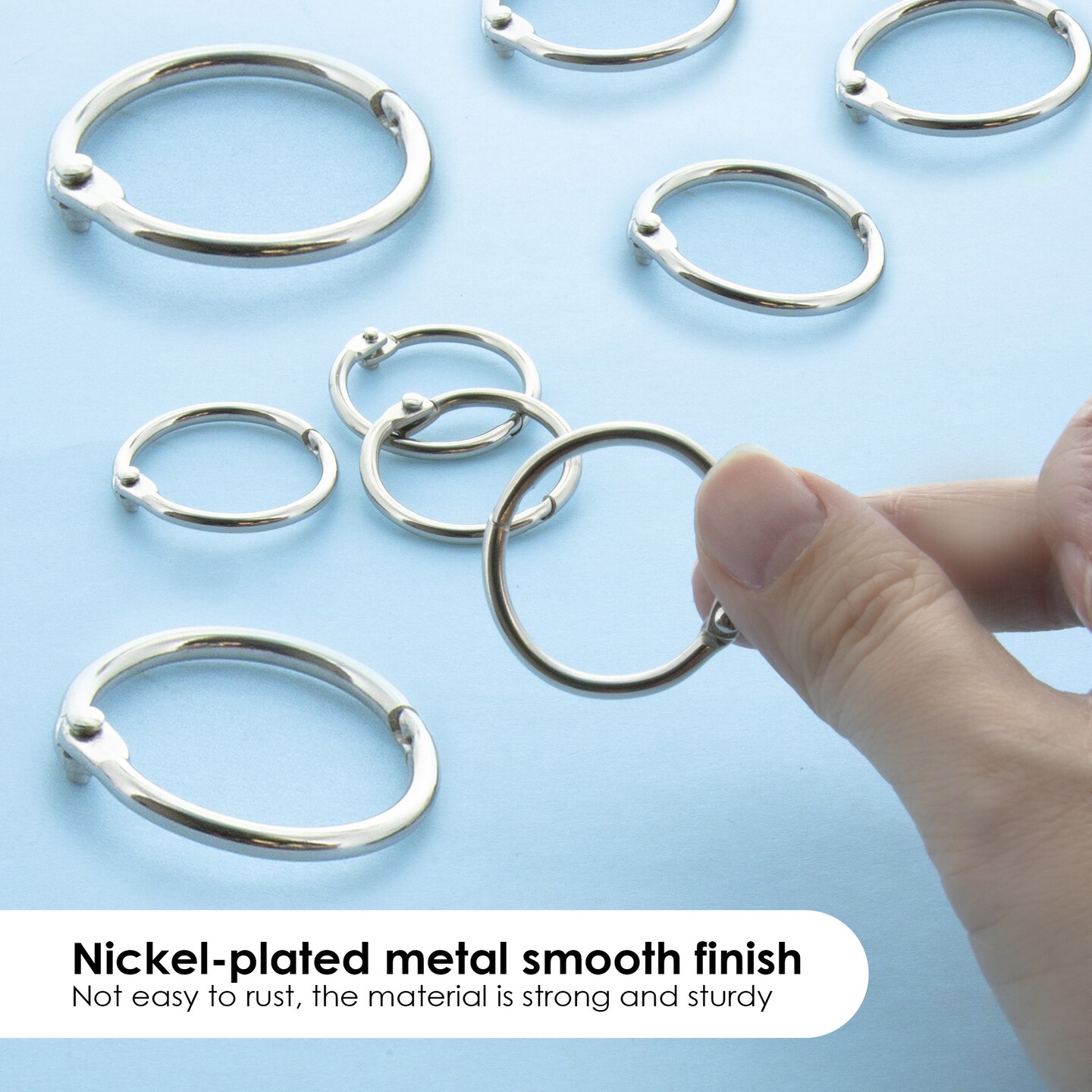 BAZIC Assorted Size Metal Book Rings (10/Pack)