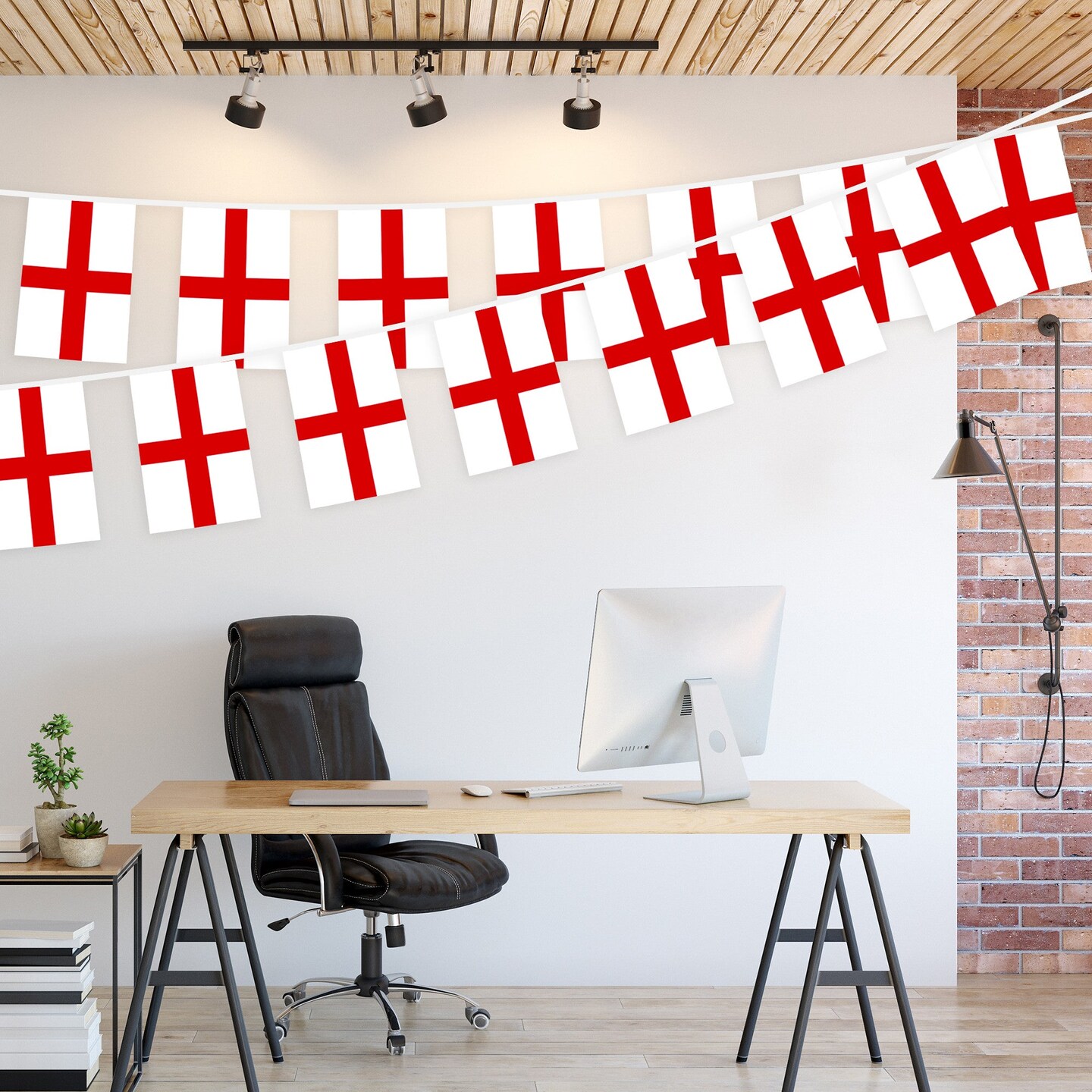 G128 England English Bunting Banner | Flag 8.2 x 5.5 Inch, Full String 33 Feet | Printed 150D Polyester, Decorations For Bar, School, Festival Events Celebration