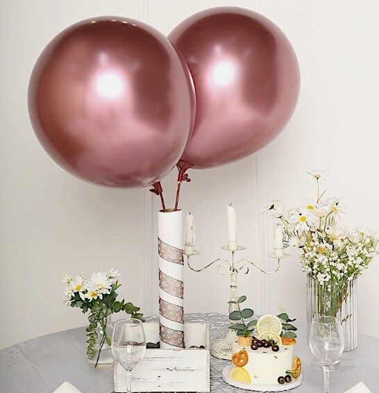 5 pcs 18&#x22; Chrome Metallic Latex Helium Air Balloons