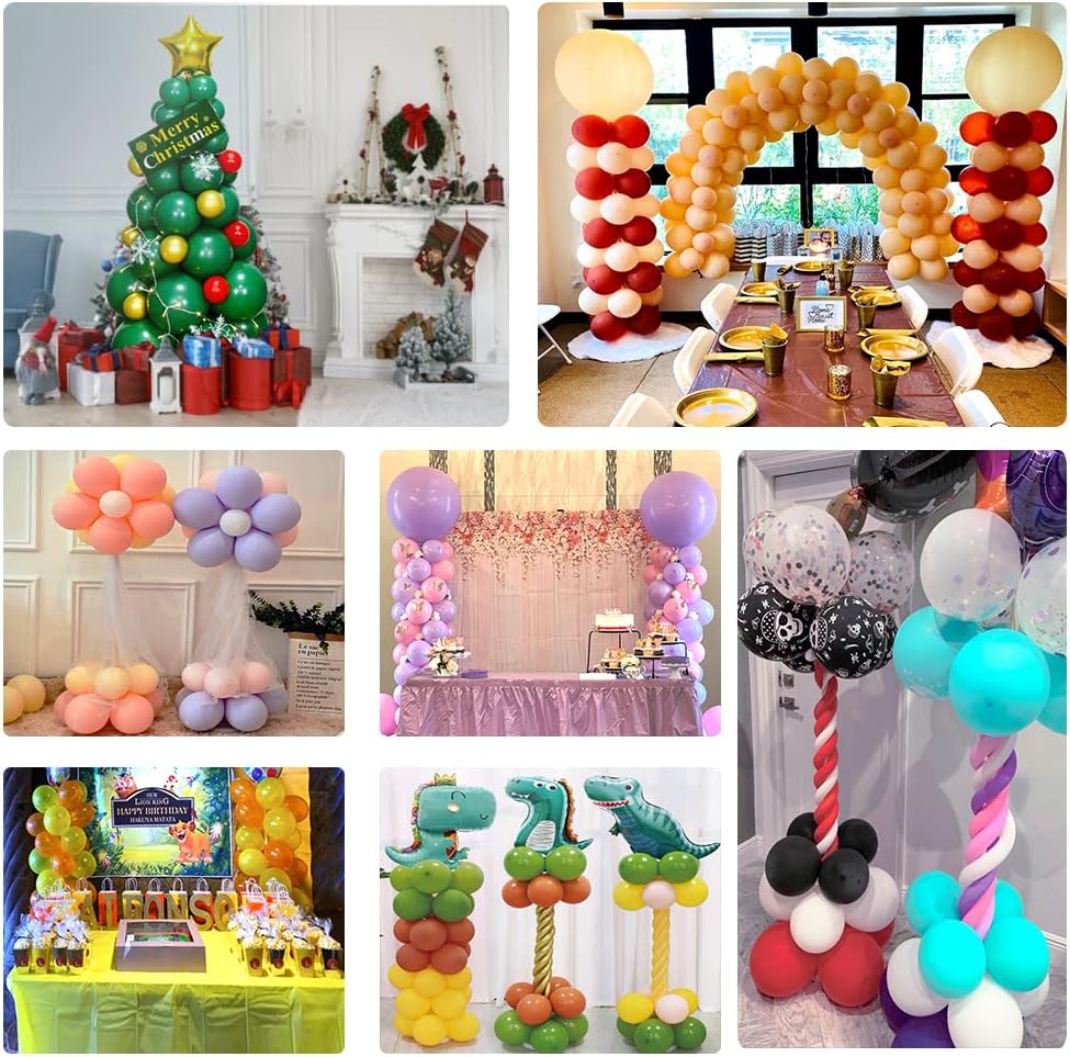 Balloon Column Kit, 5 feet Balloon Stand Tower with Base Pole PVC Pipe & Balloon Sticks Rings for Weddings Birthday Christmas Party Decorations, 2 Set