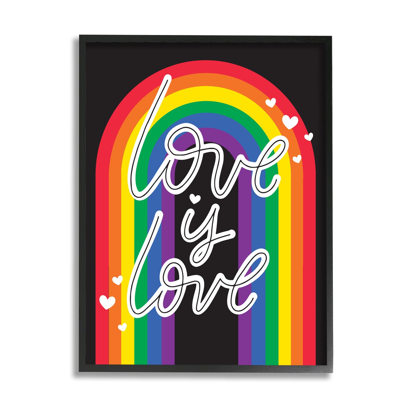 Stupell Industries Love Pride Rainbow Black Framed Giclee Art