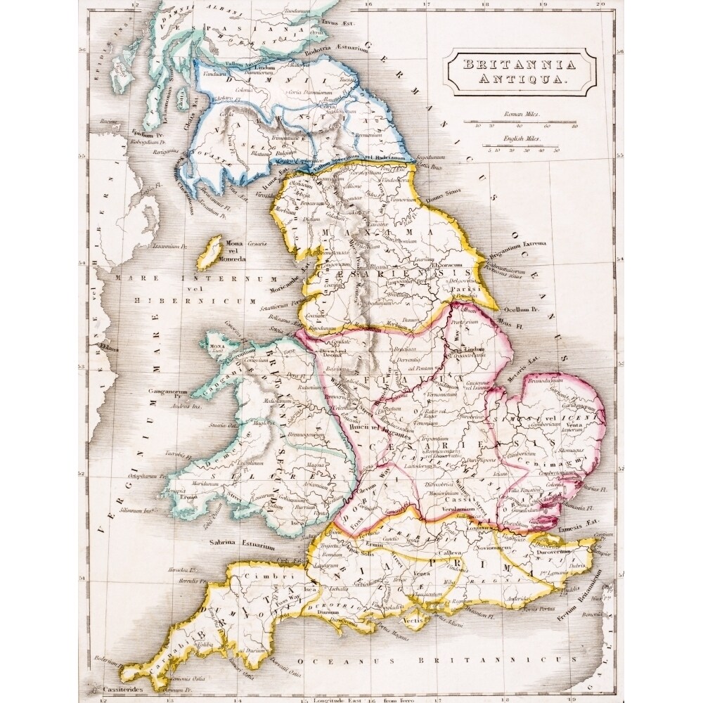 Posterazzi Map Of England Britannia Antiqua From The Atlas Of Ancient ...