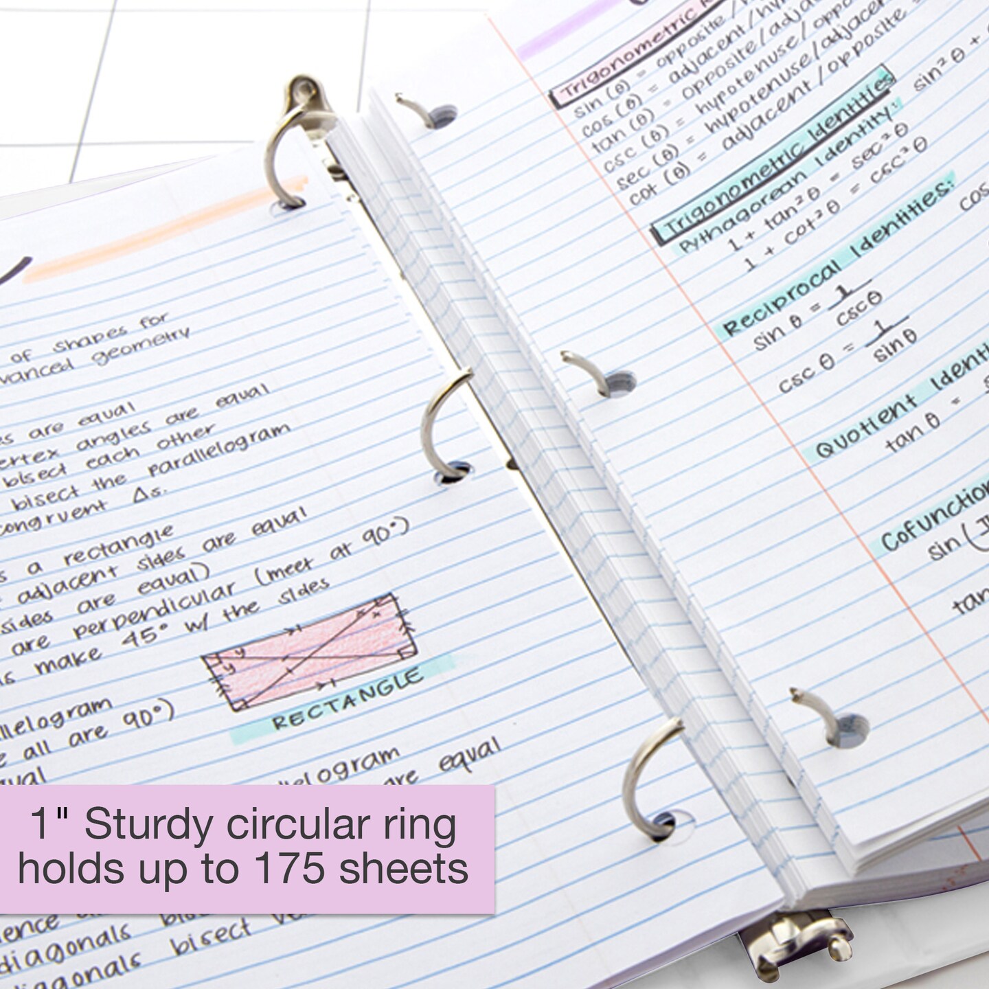 BAZIC 1" 3-Ring View Binder w/ 2-Pockets (11 Color Available)