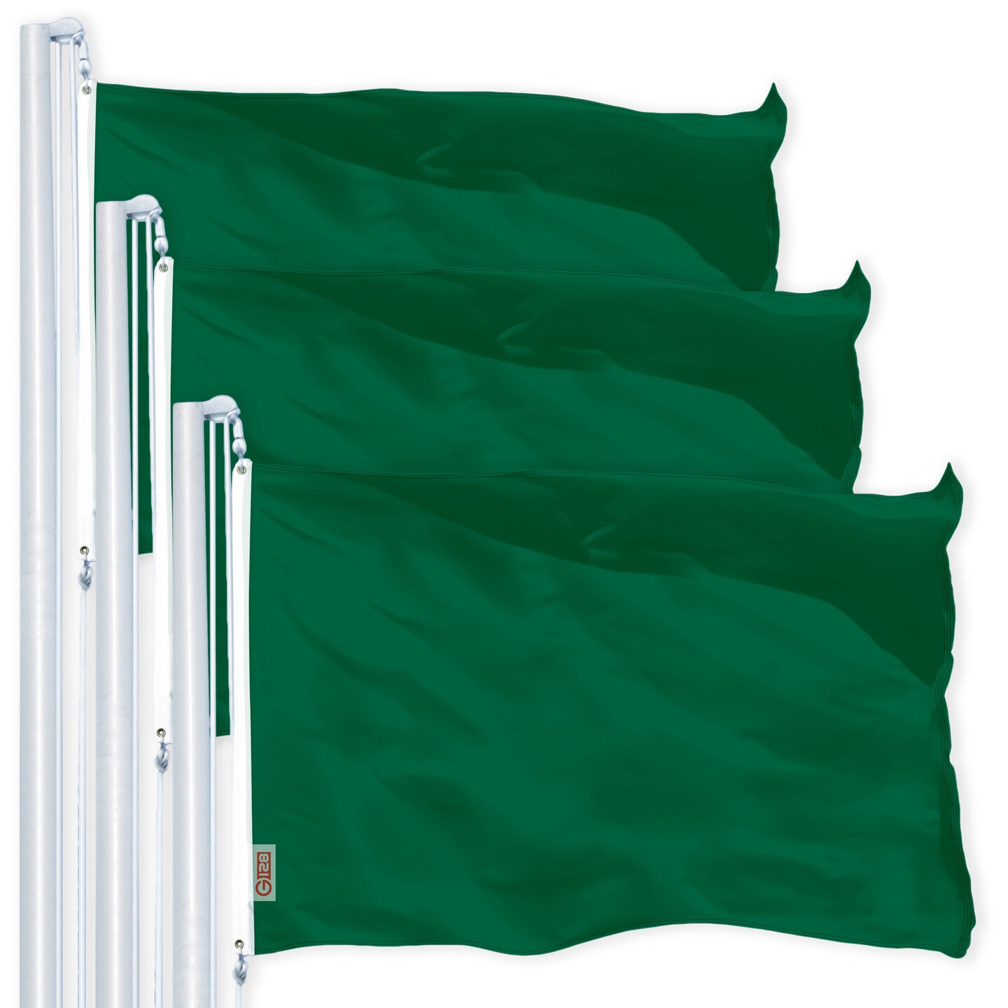 G128 3 Pack: Solid Dark Green Color Flag | 4x6 Ft | LiteWeave Pro Series Printed 150D Polyester | Indoor/Outdoor, Vibrant Colors, Brass Grommets