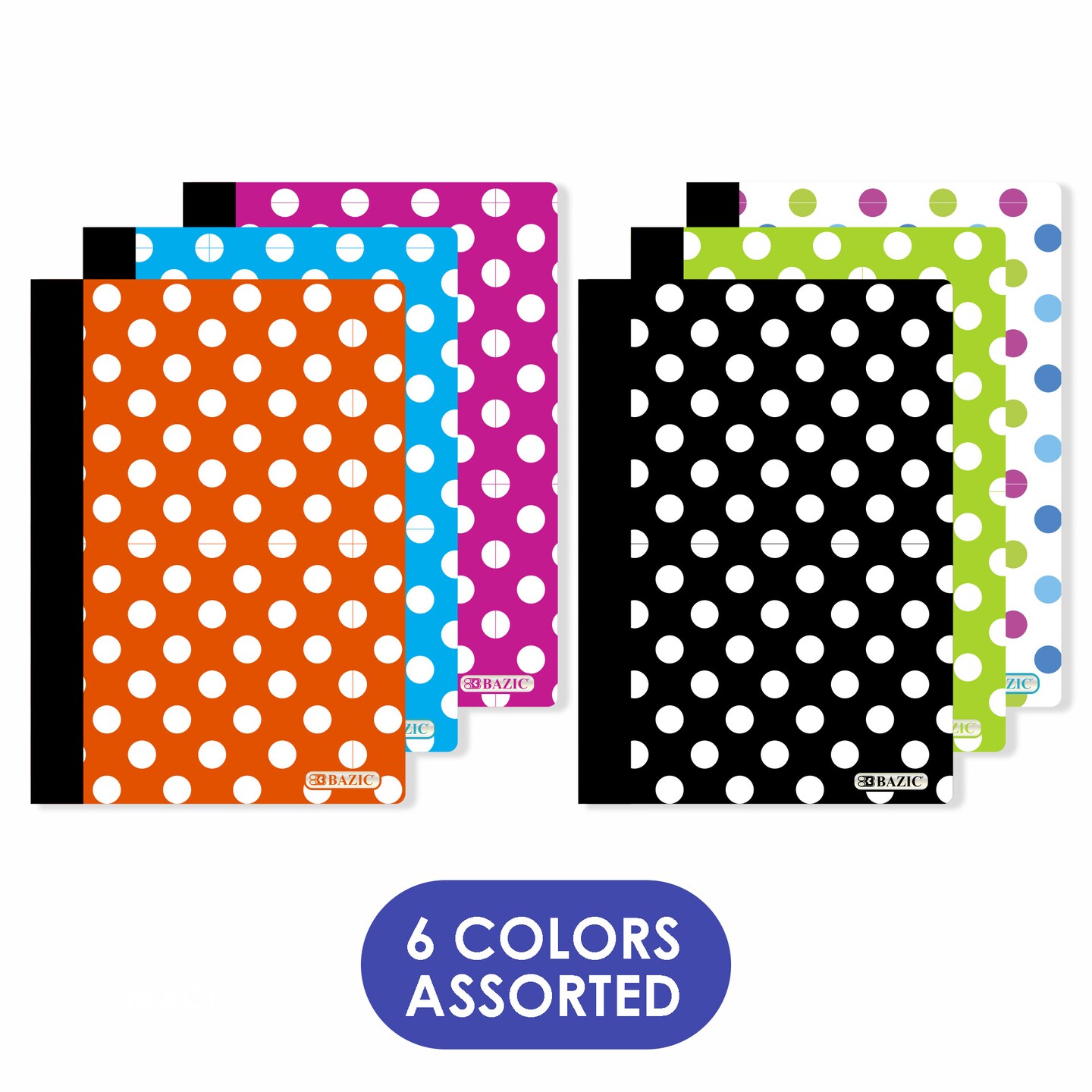 BAZIC Composition Book Poly Cover Polka Dot 5&#x22; x 7&#x22; 80 Ct.